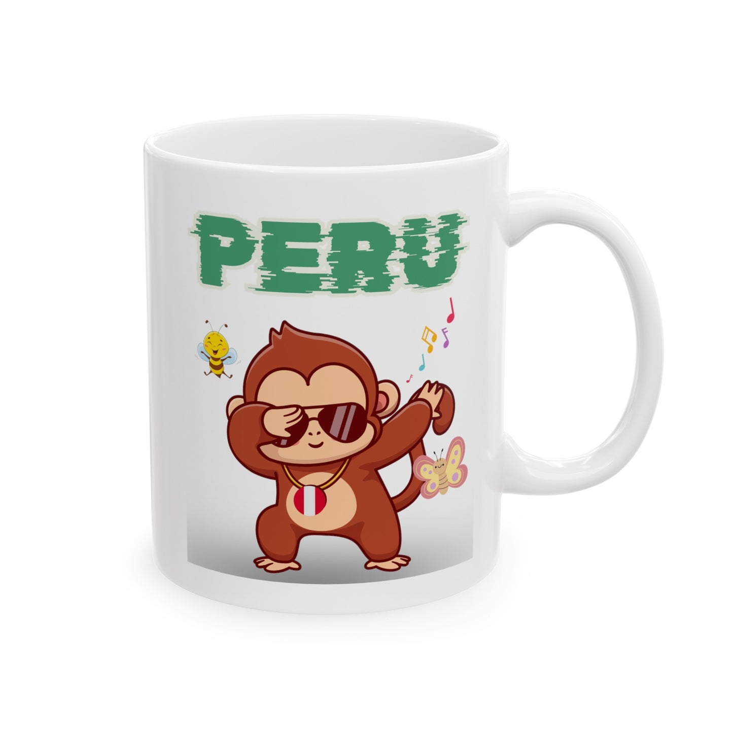 Best Peruvian Ceramic Coffee Mug, (11oz, 15oz) "Peruvian Jungle Party"