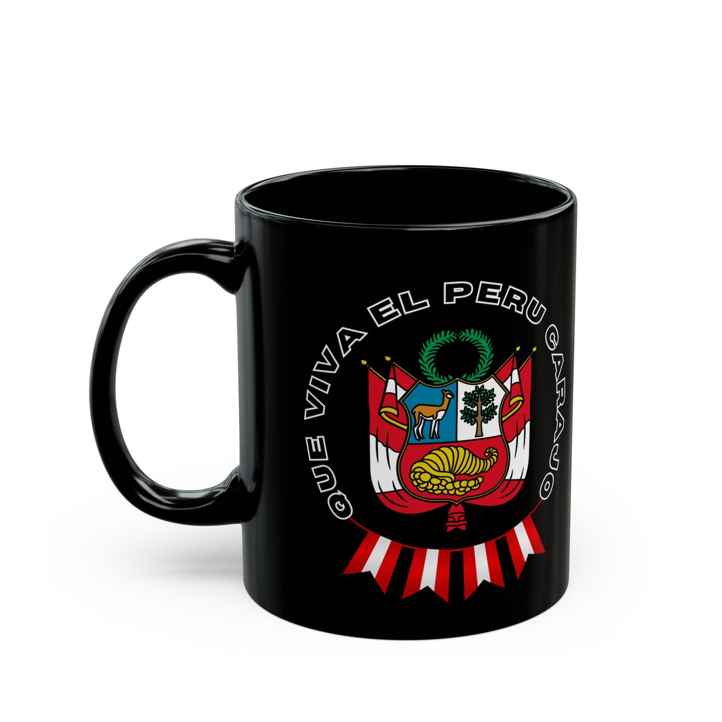 Peruvian Coffee Black Mug (11oz, 15oz) "PERU Escarapela"