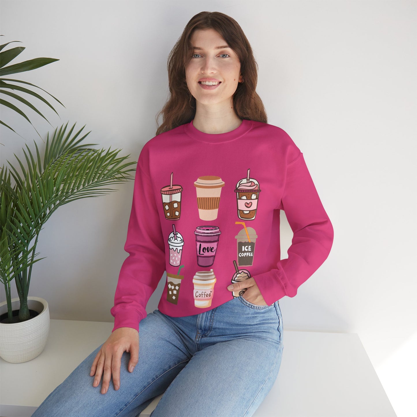 ☕ Iced Coffee Drinks Sweatshirt USA | Fun Unisex Sweater for Coffee Lovers