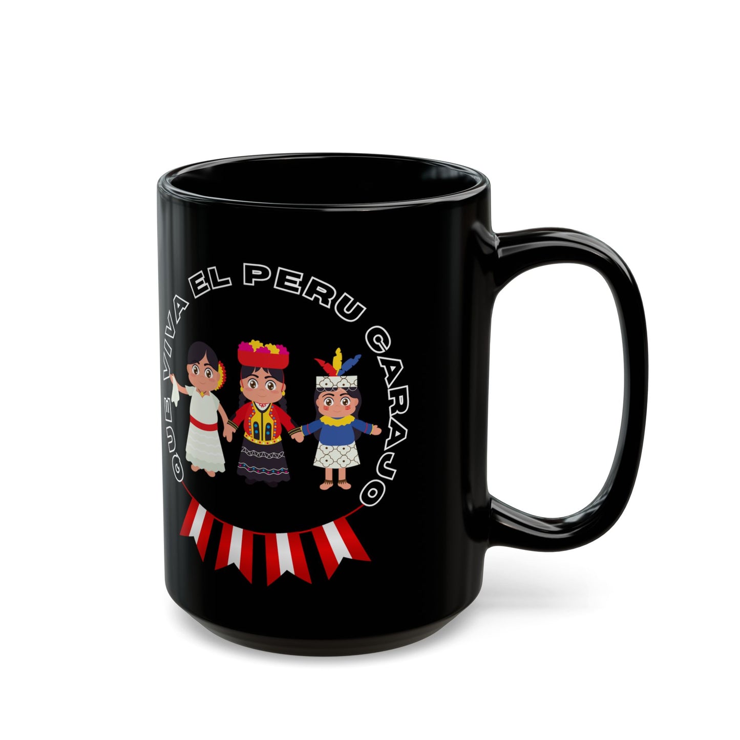 Peruvian Coffee Black Mug (11oz, 15oz) "PERU Costa, Sierra y selva"