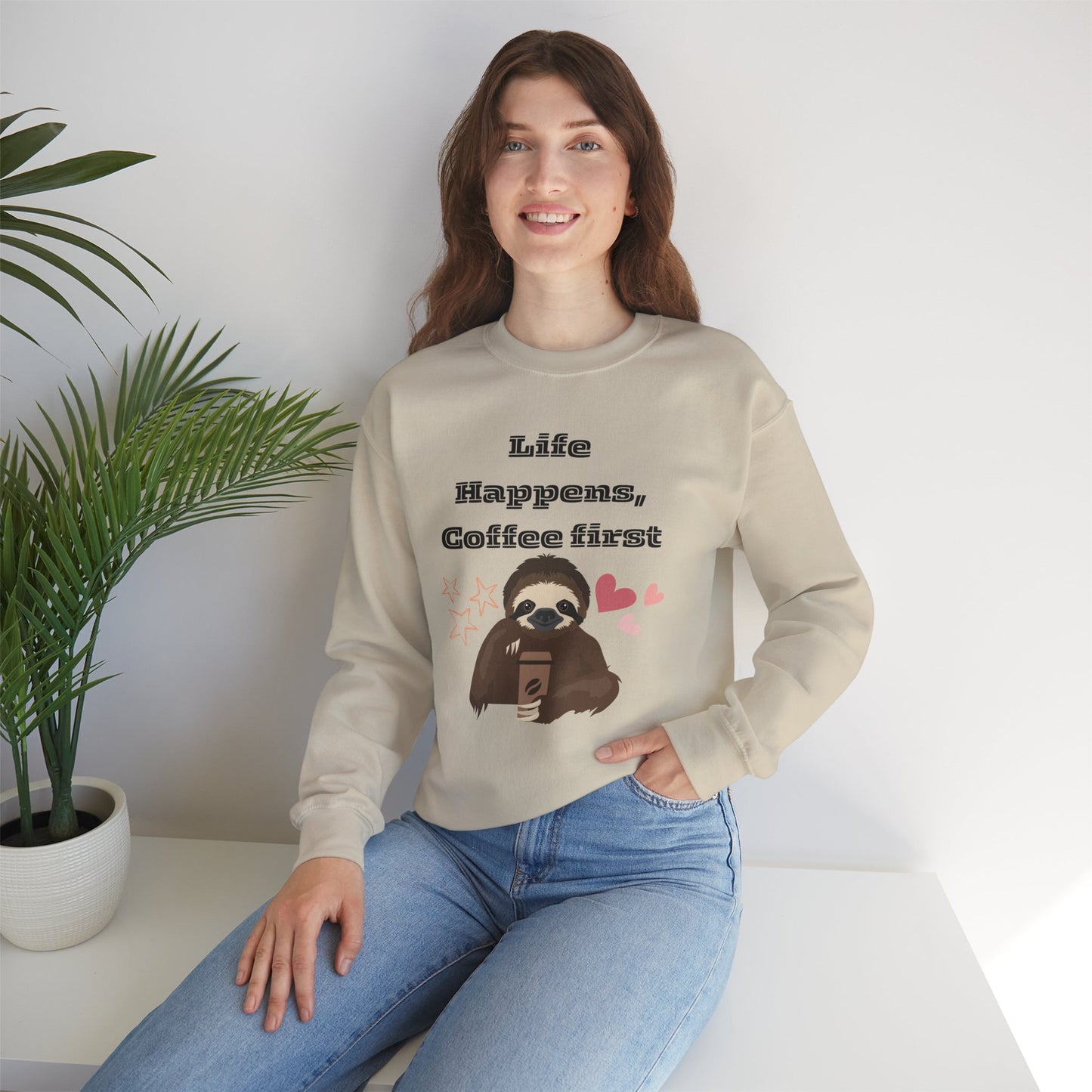 🦥☕ Sloth Coffee Sweatshirt USA | Life Happens Coffee First Sweater