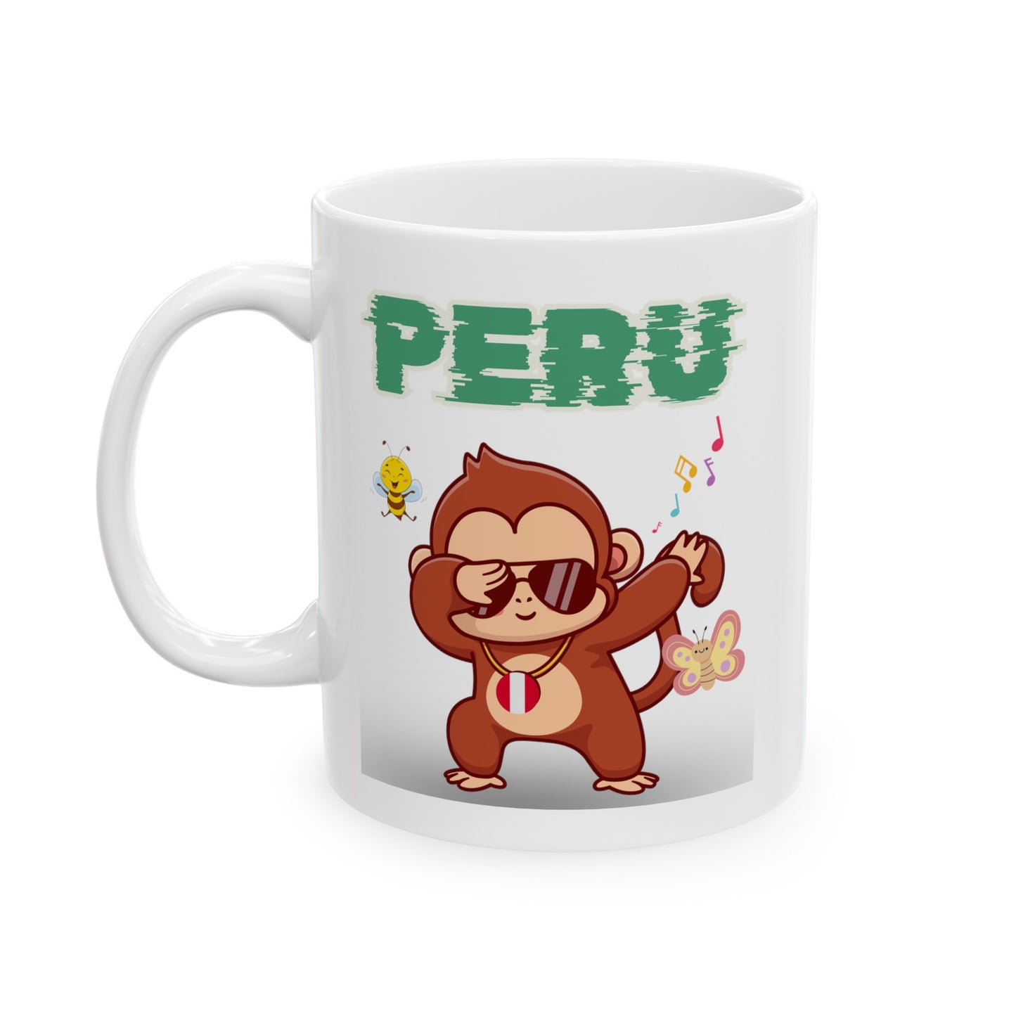 Best Peruvian Ceramic Coffee Mug, (11oz, 15oz) "Peruvian Jungle Party"
