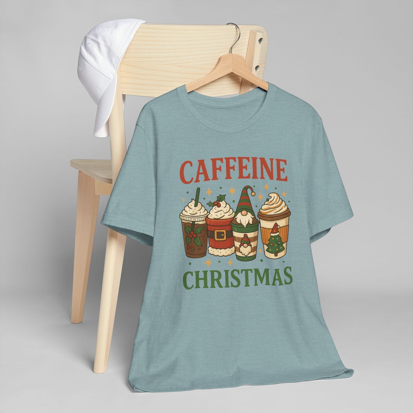 π Caffeine Christmas Unisex T-Shirt USA | Holiday Coffee Tee