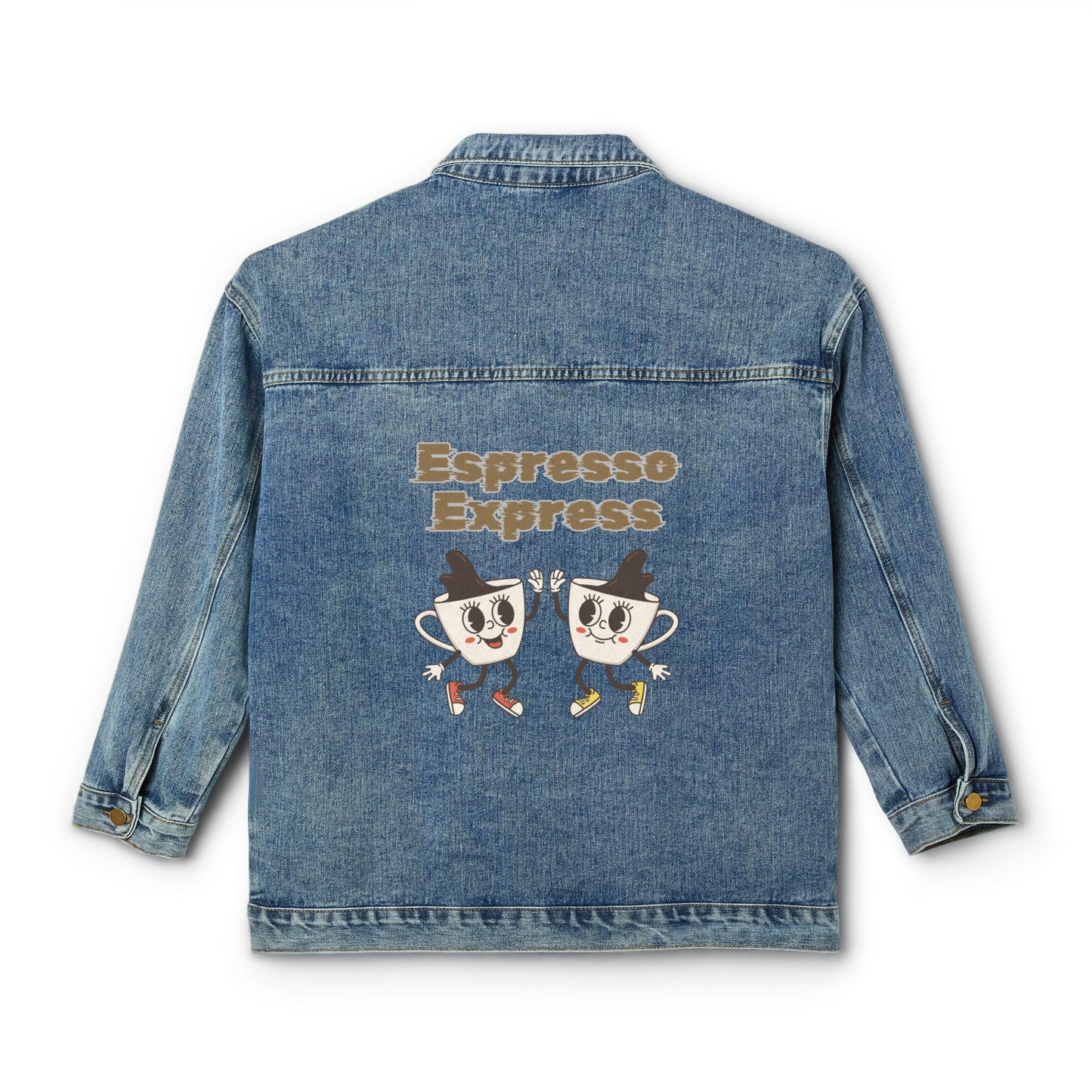 ⚡☕ Espresso Express Denim Jacket USA | Retro Coffee Lover Women’s Jean Jacket