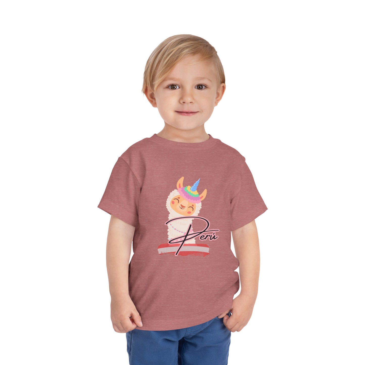 Best PeruvianToddler Short Sleeve Tee "Peru Llama Rainbow"