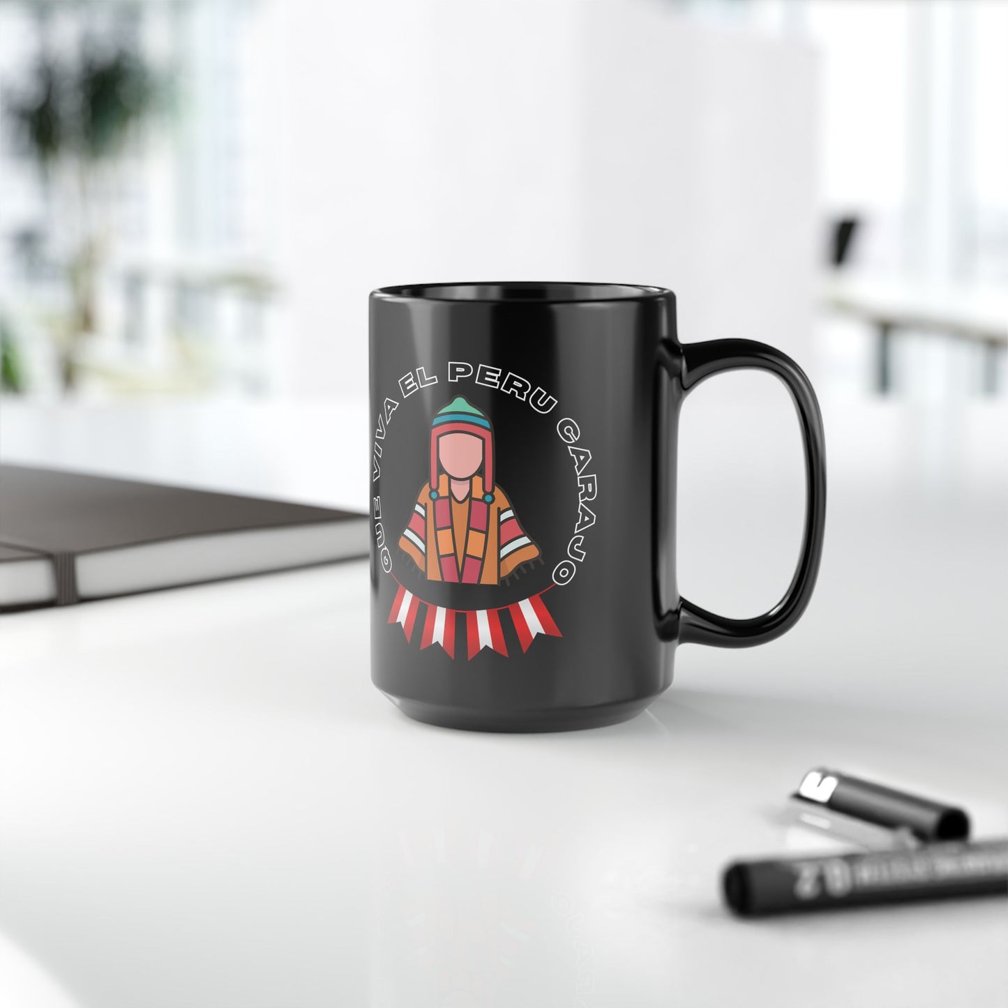 Best Peruvian Coffee Black Mug (11oz, 15oz) "Que Viva El PERU Carajo"