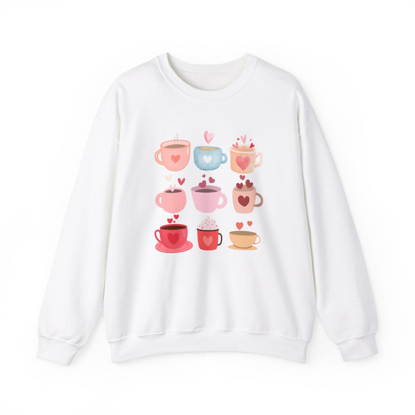 ☕ Valentine Coffee Cups Sweatshirt USA | Cute Unisex Sweater for Coffee Lovers