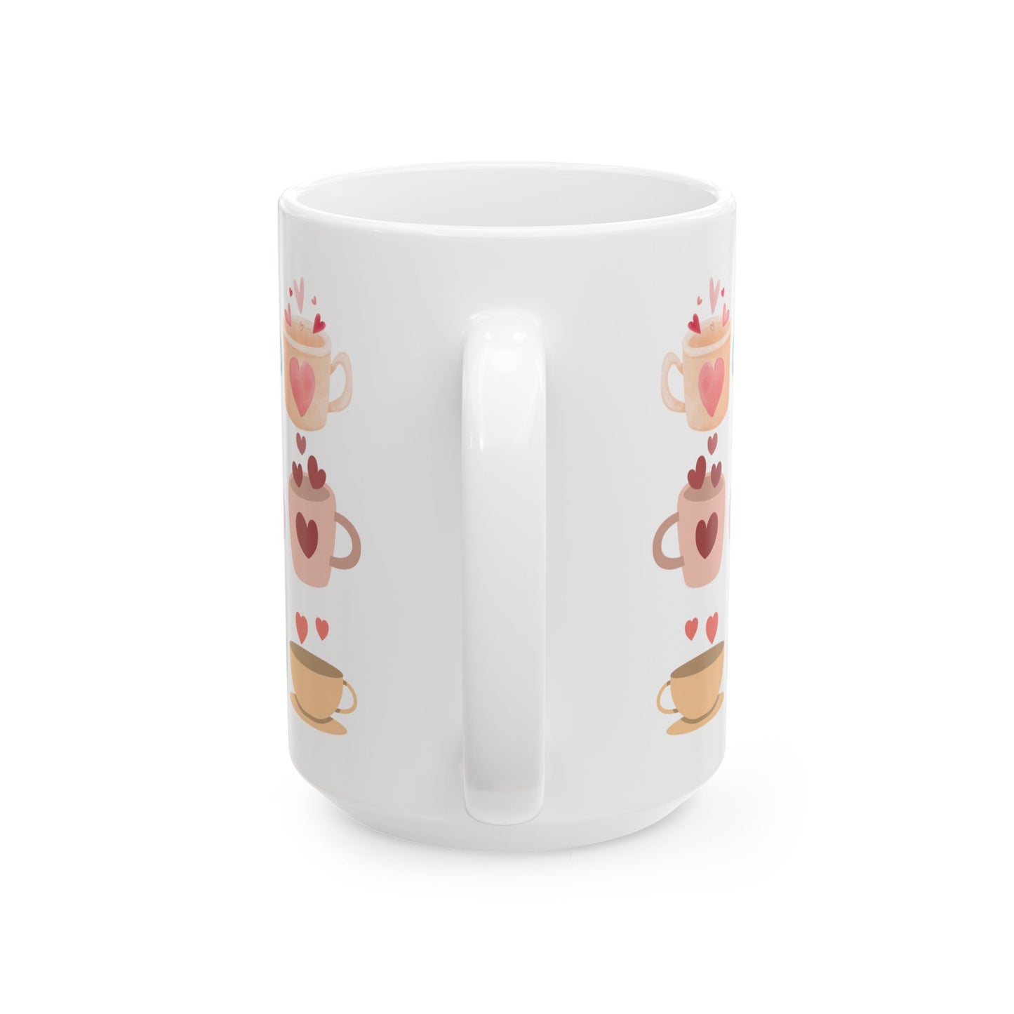Best Ceramic Coffee Mug, (11oz, 15oz) "Coffee Mugs Hearts"
