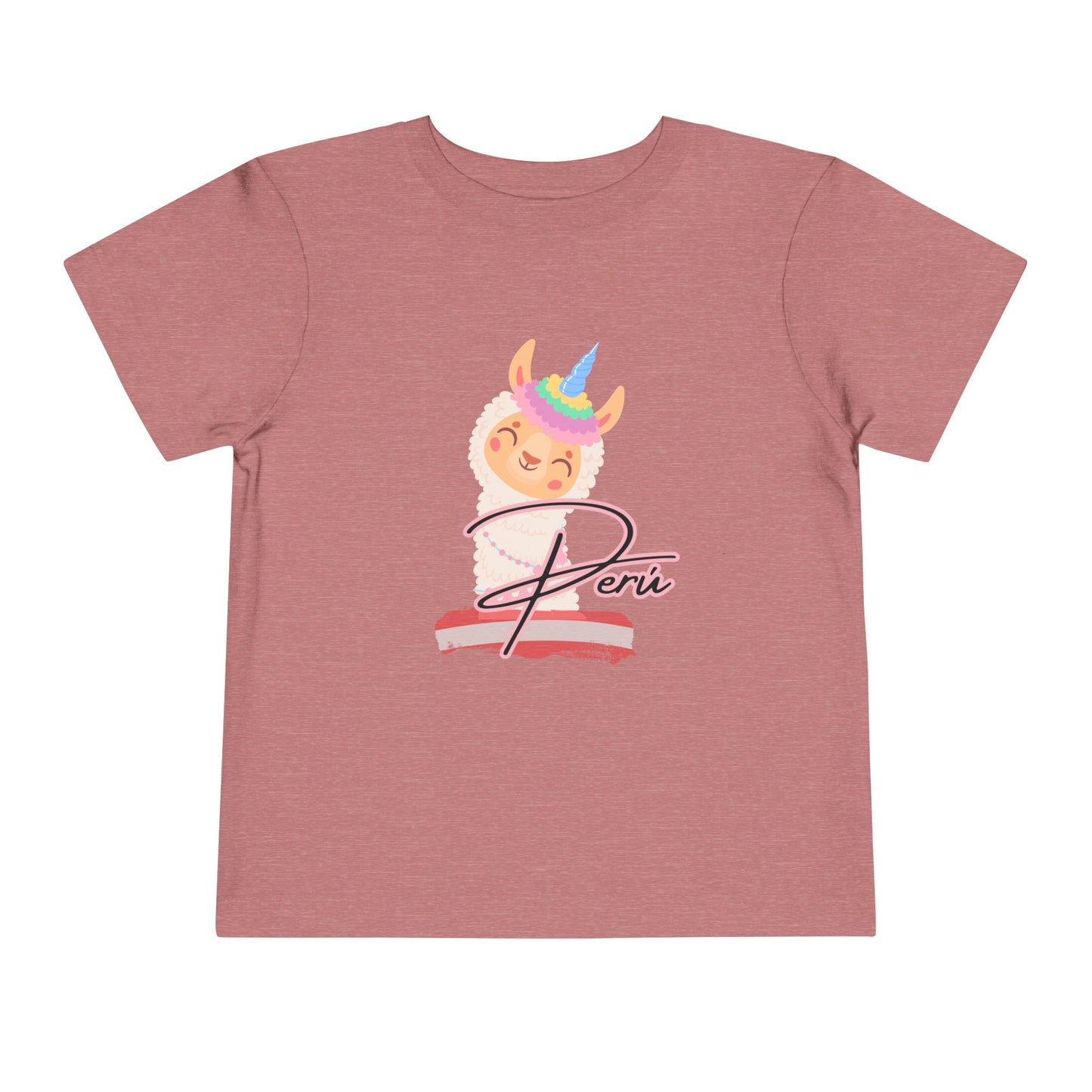 Best PeruvianToddler Short Sleeve Tee "Peru Llama Rainbow"