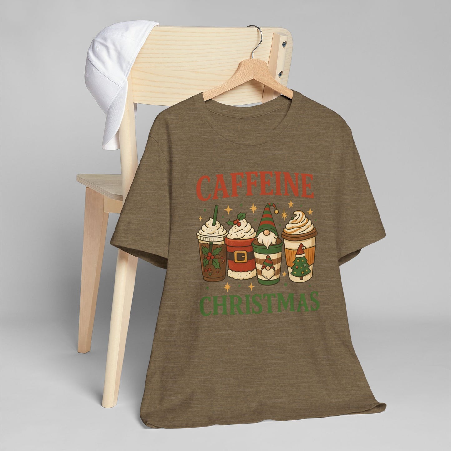 π Caffeine Christmas Unisex T-Shirt USA | Holiday Coffee Tee
