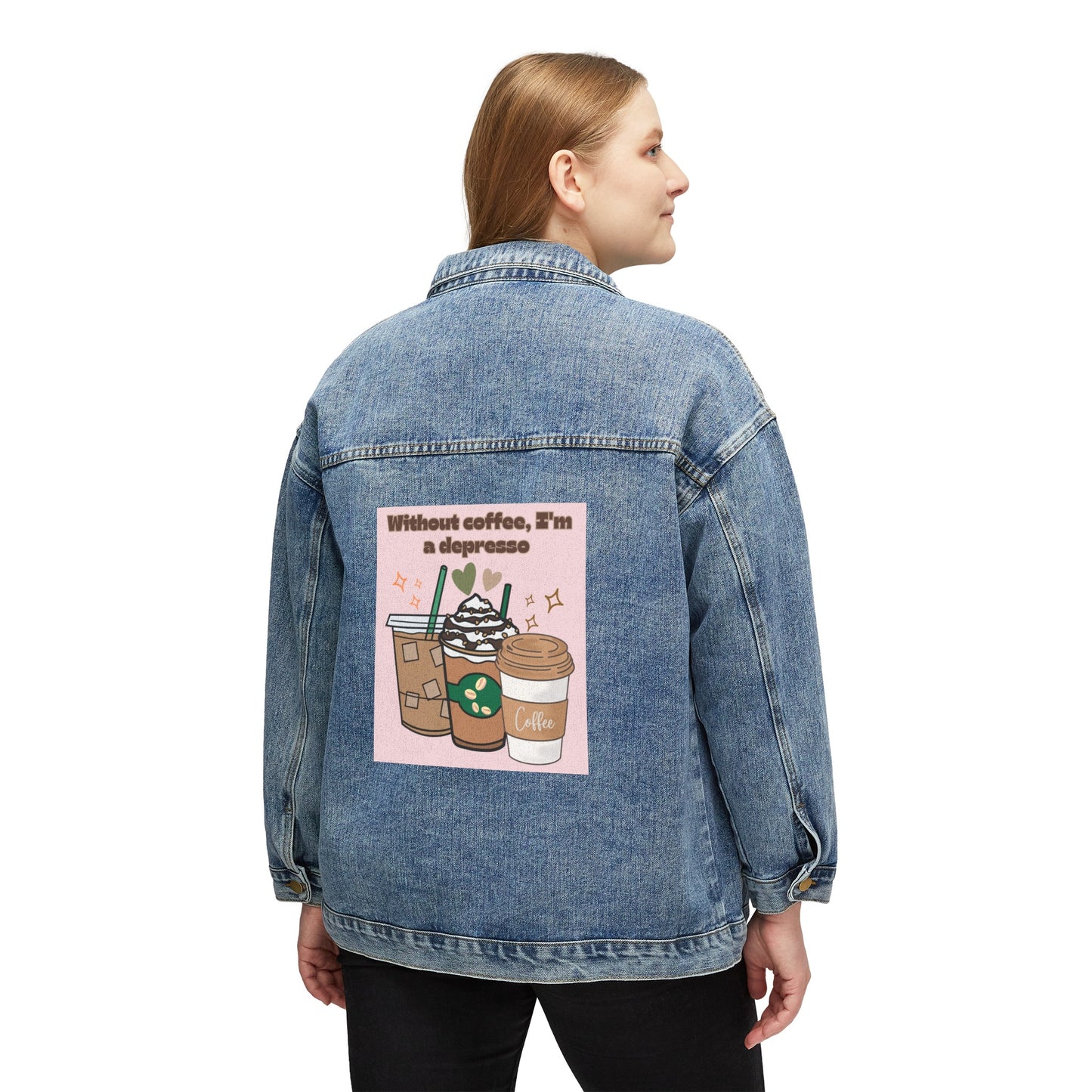 ☕👖 Without Coffee, I’m a Depresso Denim Jacket USA | Oversized Jean Jacket for Coffee Lovers