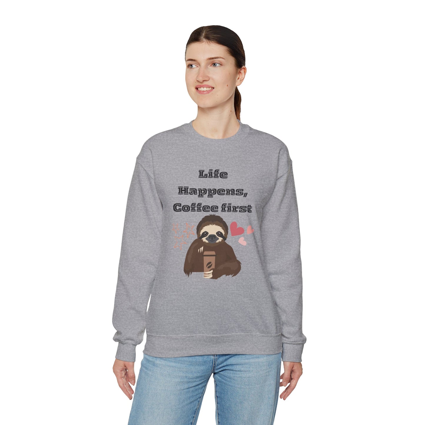 🦥☕ Sloth Coffee Sweatshirt USA | Life Happens Coffee First Sweater