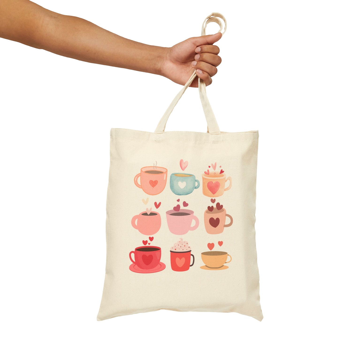Best coffee Cotton Canvas Tote Bag "Coffee Mugs Heart"