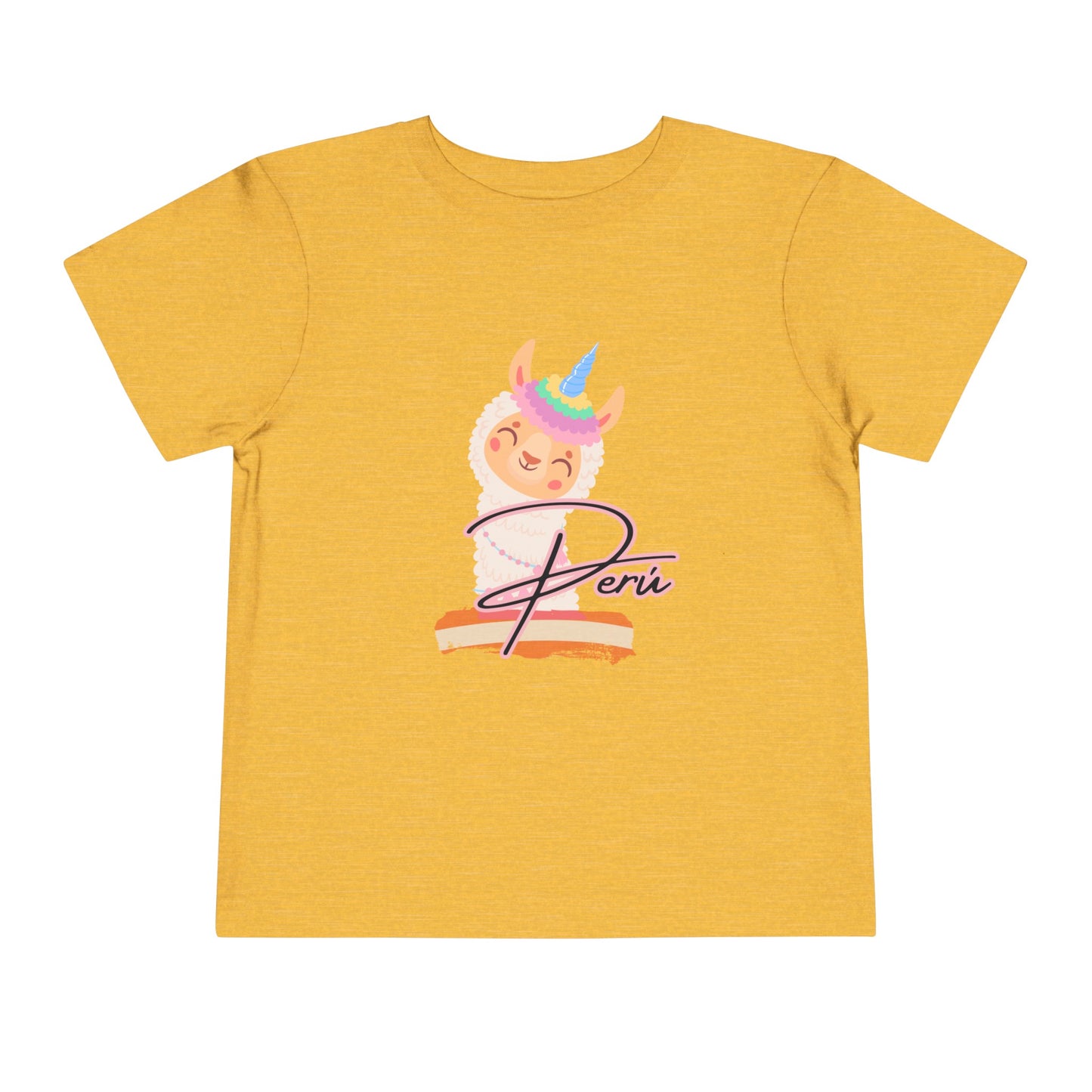 Best PeruvianToddler Short Sleeve Tee "Peru Llama Rainbow"