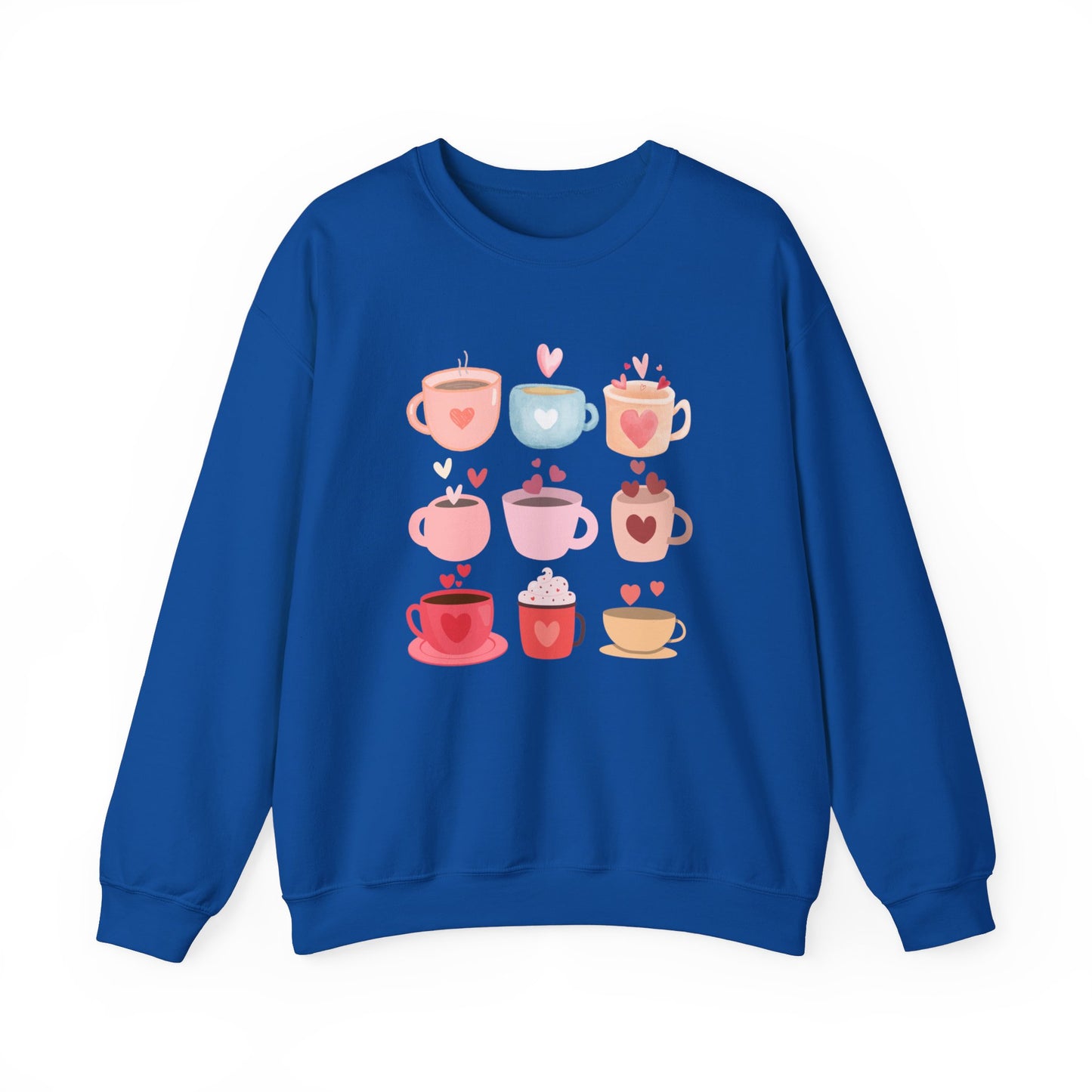 ☕ Valentine Coffee Cups Sweatshirt USA | Cute Unisex Sweater for Coffee Lovers