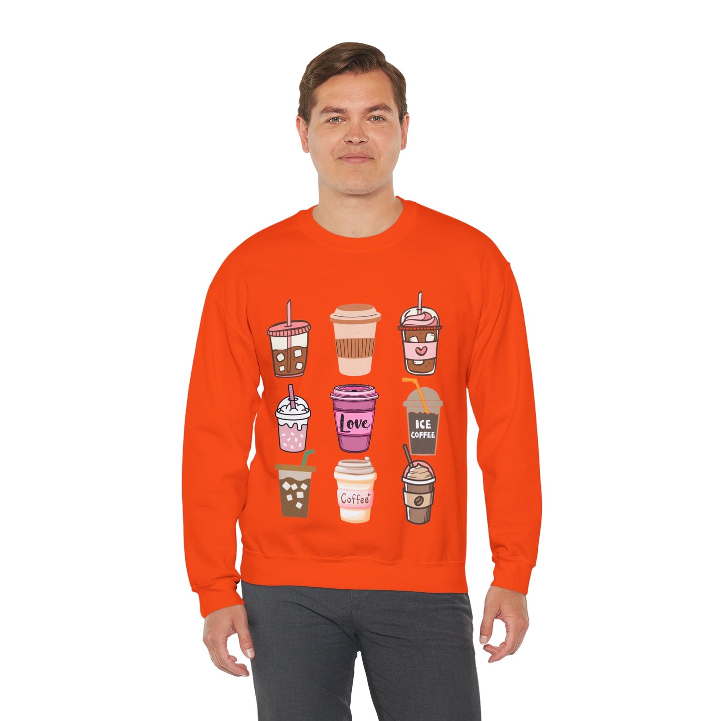 ☕ Iced Coffee Drinks Sweatshirt USA | Fun Unisex Sweater for Coffee Lovers