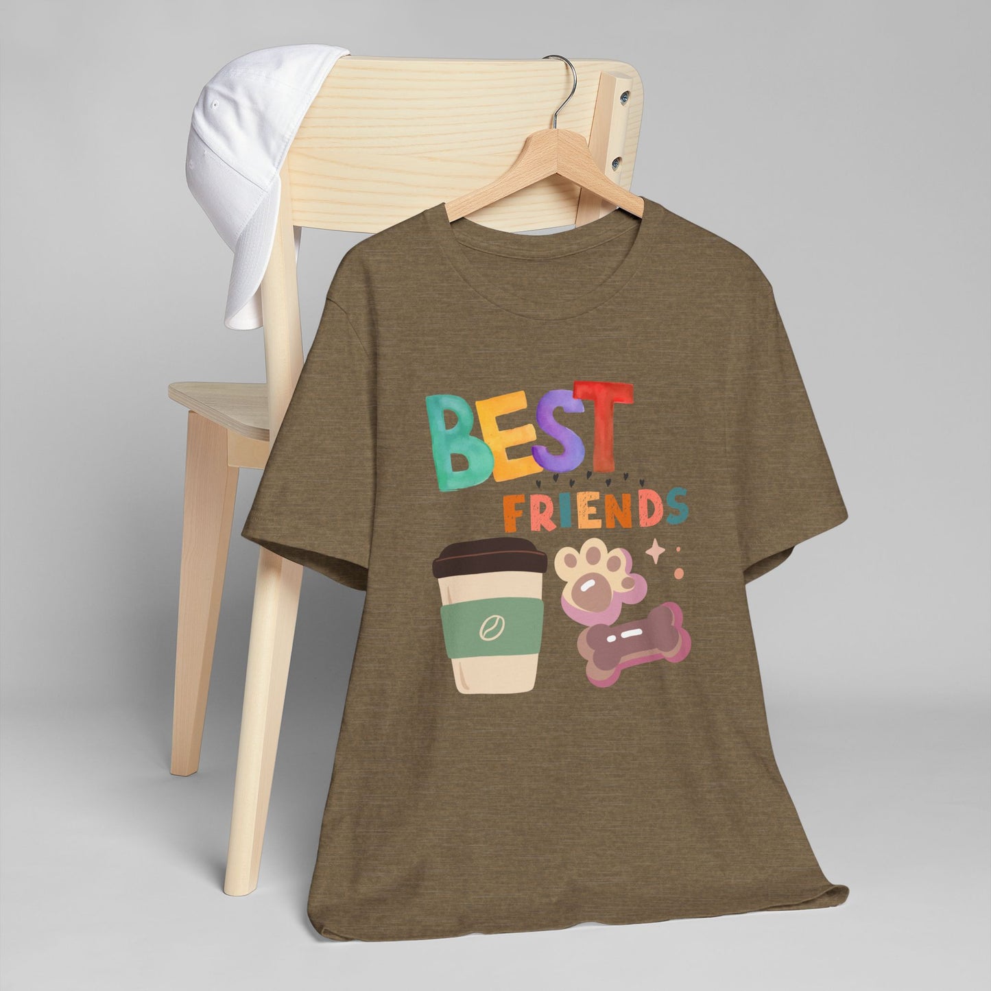Best Friends Coffee & Dogs T-Shirt – Cute Pet Lover Graphic Tee for Coffee Fans (USA Only)