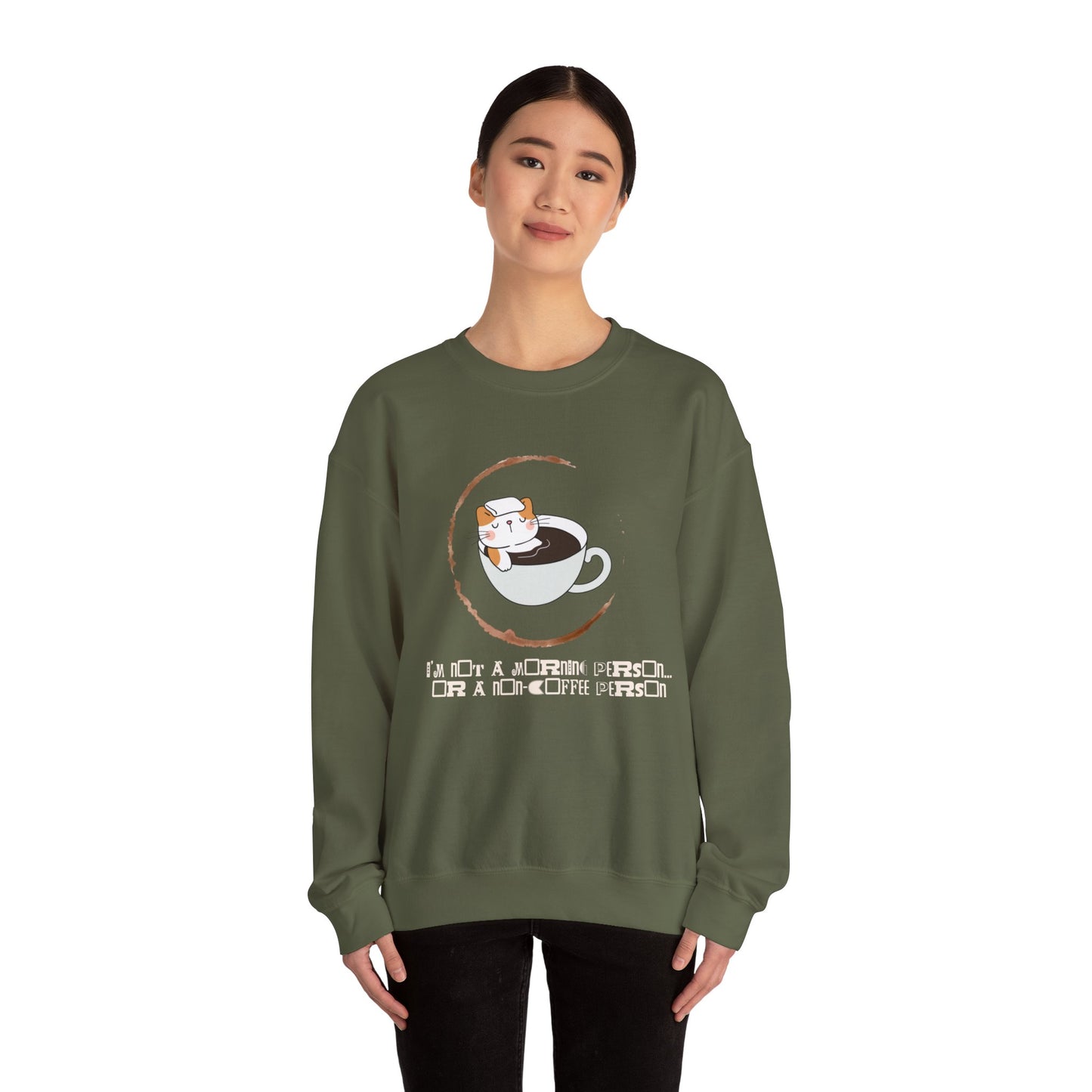 π±β Not a Morning Person Coffee Cat Sweatshirt USA | Funny Unisex Coffee Sweater