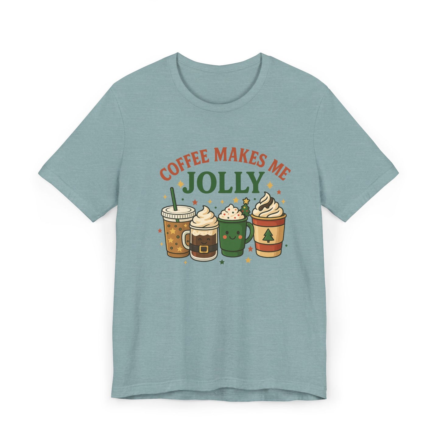 ☕ Coffee Makes Me Jolly Unisex T-Shirt USA | Holiday Coffee Tee