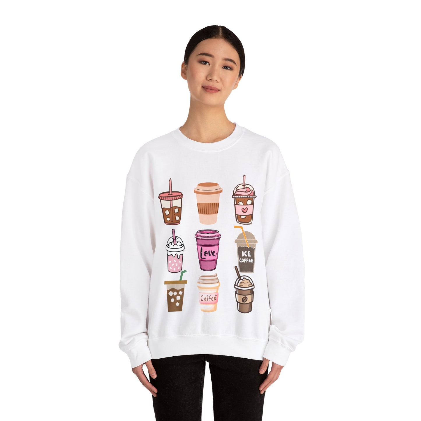 ☕ Iced Coffee Drinks Sweatshirt USA | Fun Unisex Sweater for Coffee Lovers
