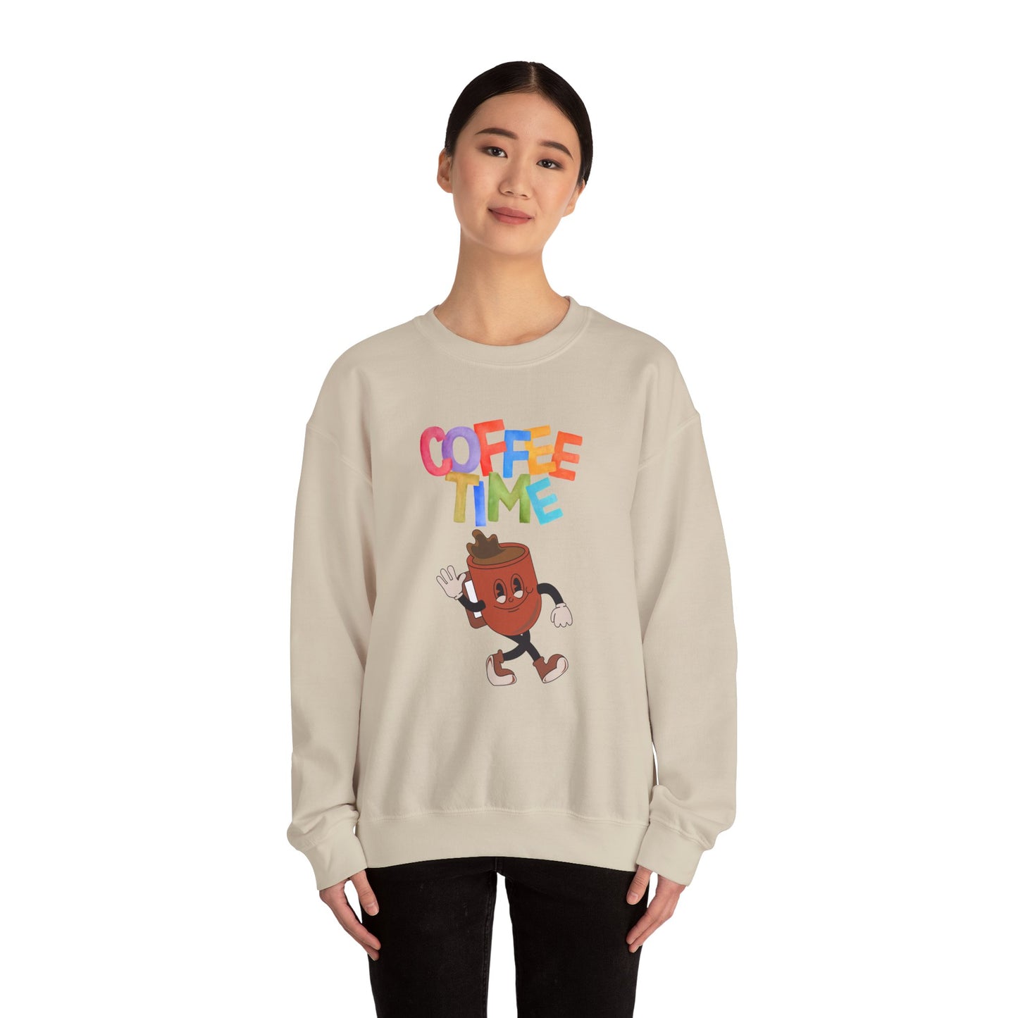☕ Coffee Time Sweatshirt USA | Retro Unisex Sweater for Coffee Lovers