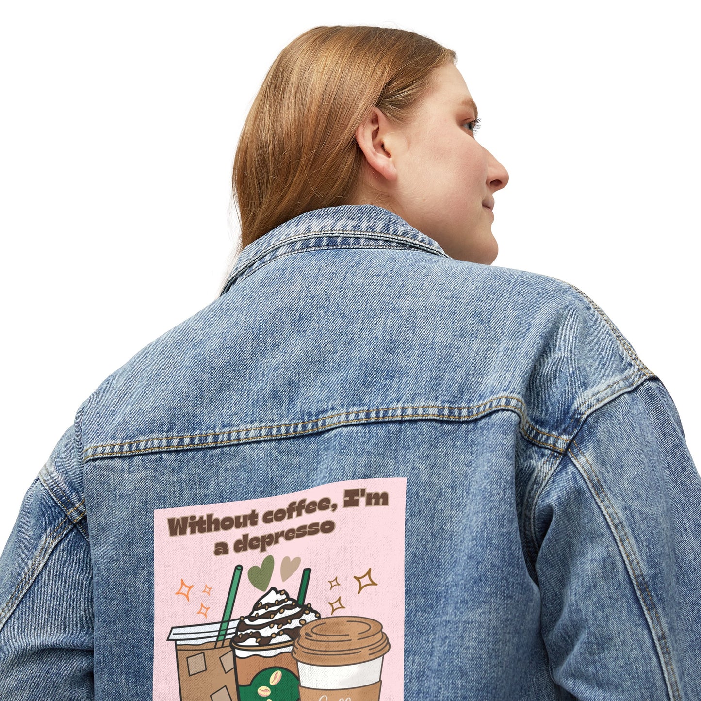 ☕👖 Without Coffee, I’m a Depresso Denim Jacket USA | Oversized Jean Jacket for Coffee Lovers