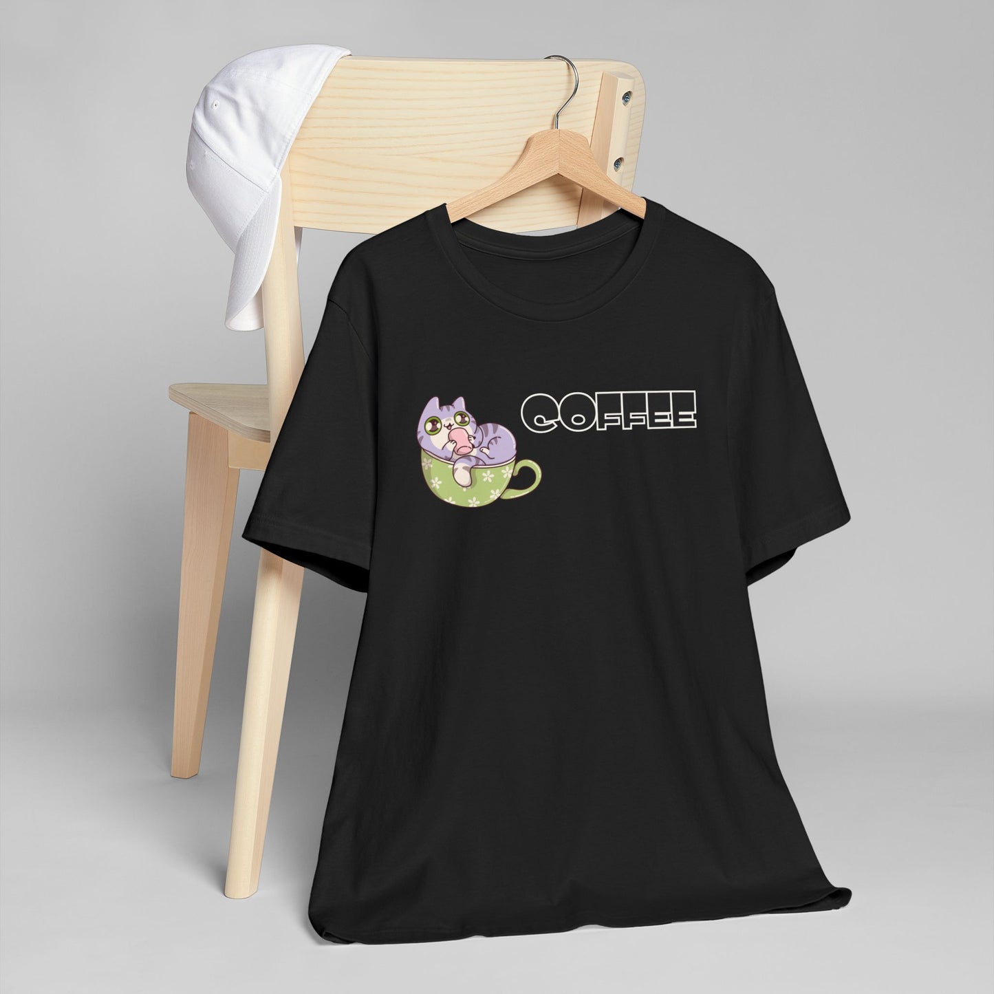 Coffee Cat Unisex Jersey T-Shirt – Playful Graphic Tee (USA Only)