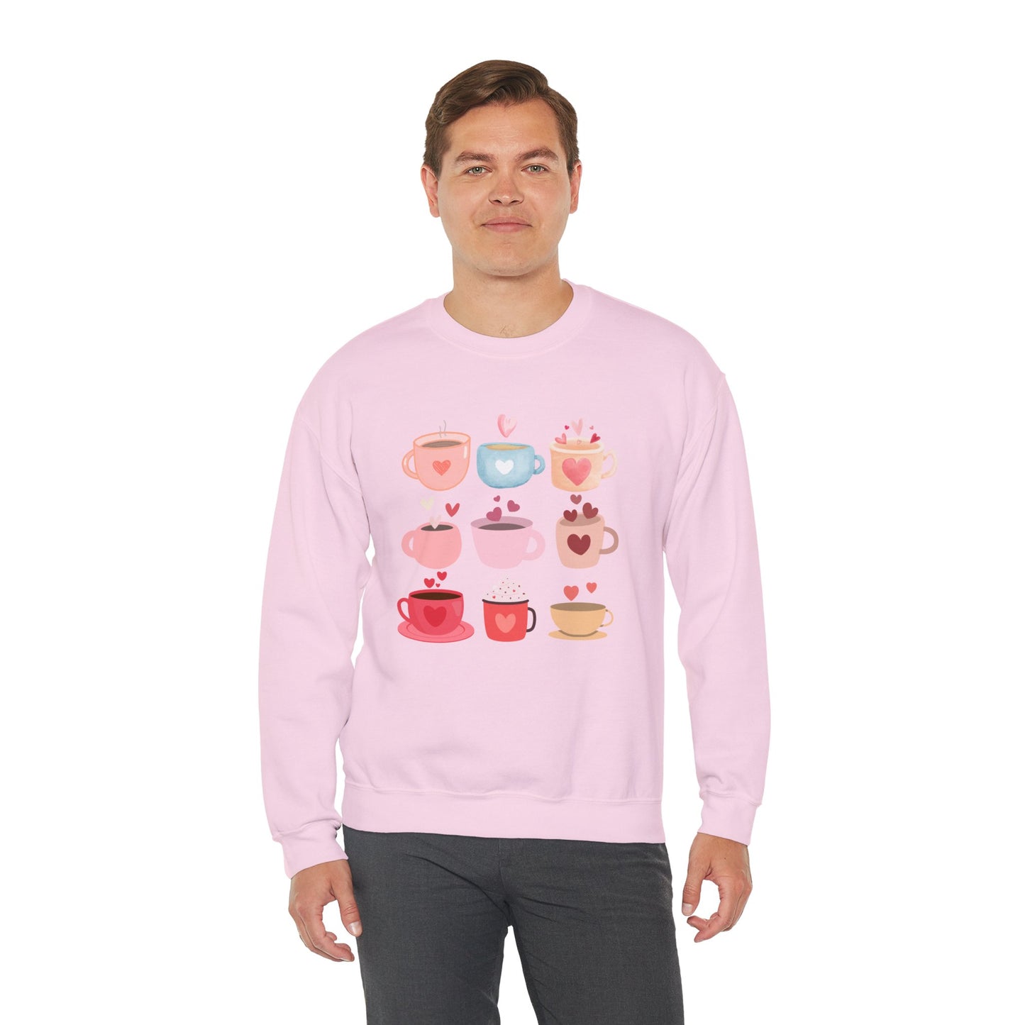 ☕ Valentine Coffee Cups Sweatshirt USA | Cute Unisex Sweater for Coffee Lovers