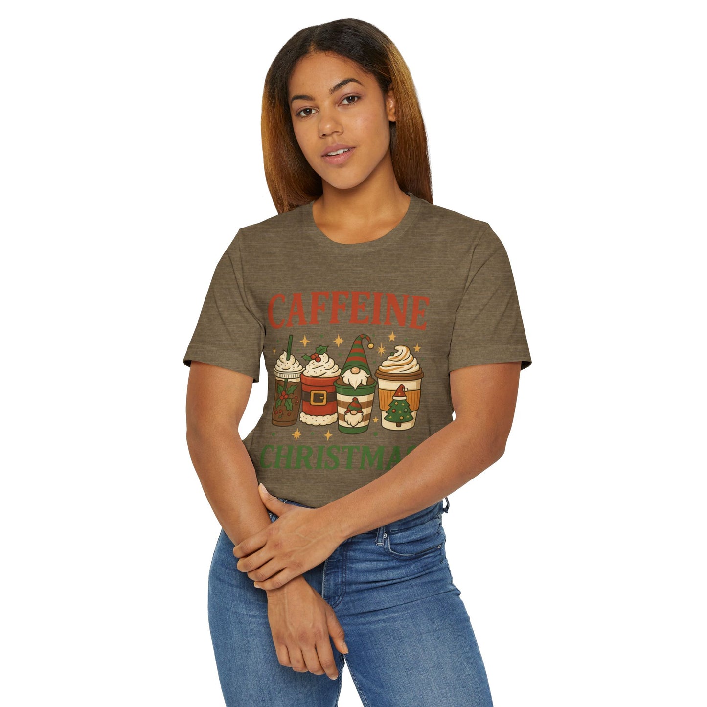 π Caffeine Christmas Unisex T-Shirt USA | Holiday Coffee Tee