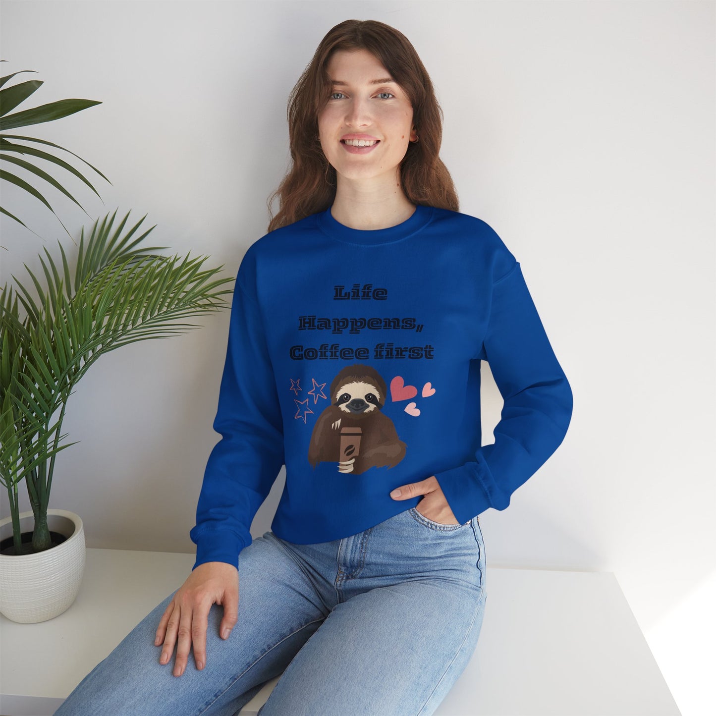 🦥☕ Sloth Coffee Sweatshirt USA | Life Happens Coffee First Sweater