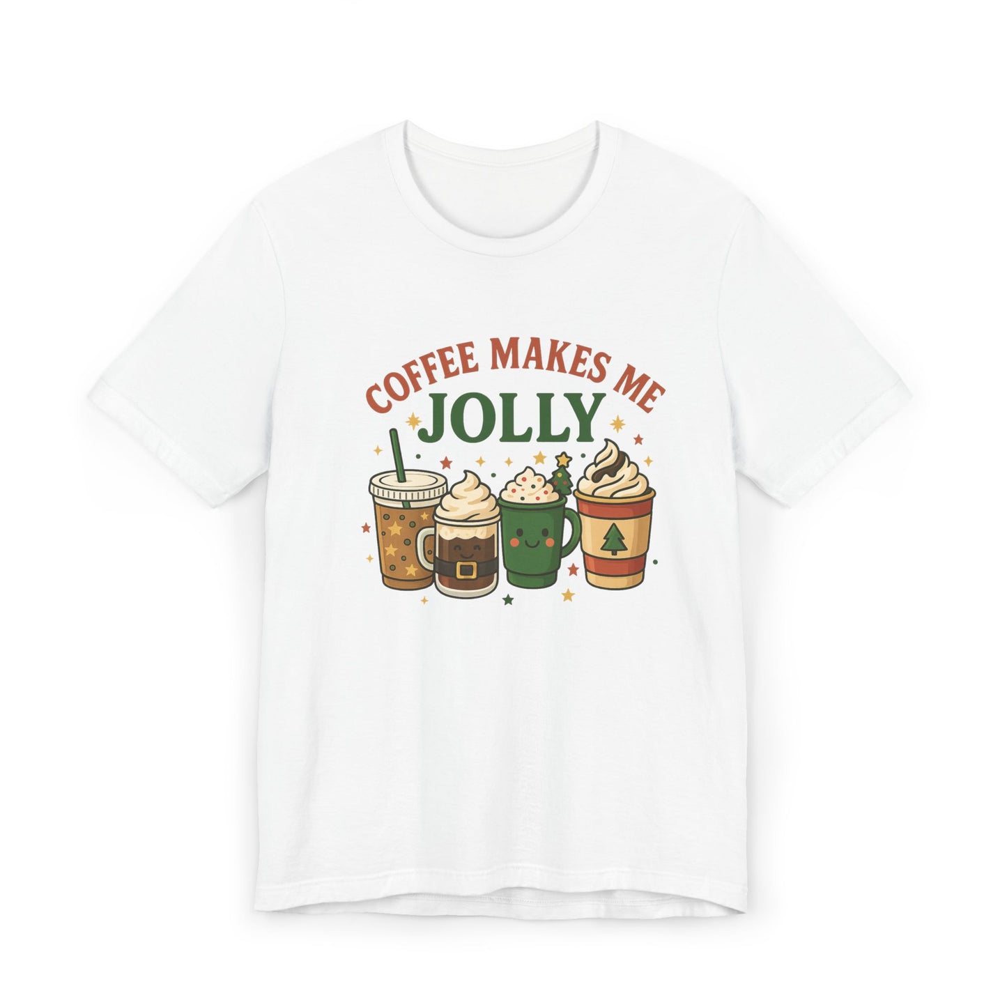 ☕ Coffee Makes Me Jolly Unisex T-Shirt USA | Holiday Coffee Tee