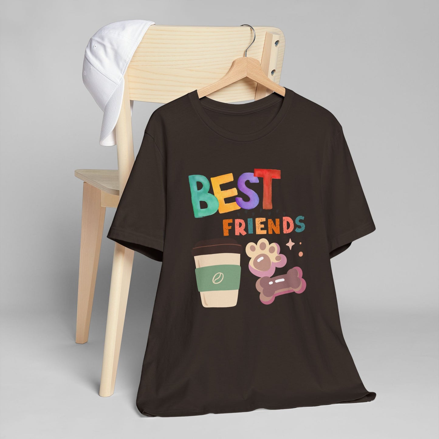 Best Friends Coffee & Dogs T-Shirt – Cute Pet Lover Graphic Tee for Coffee Fans (USA Only)