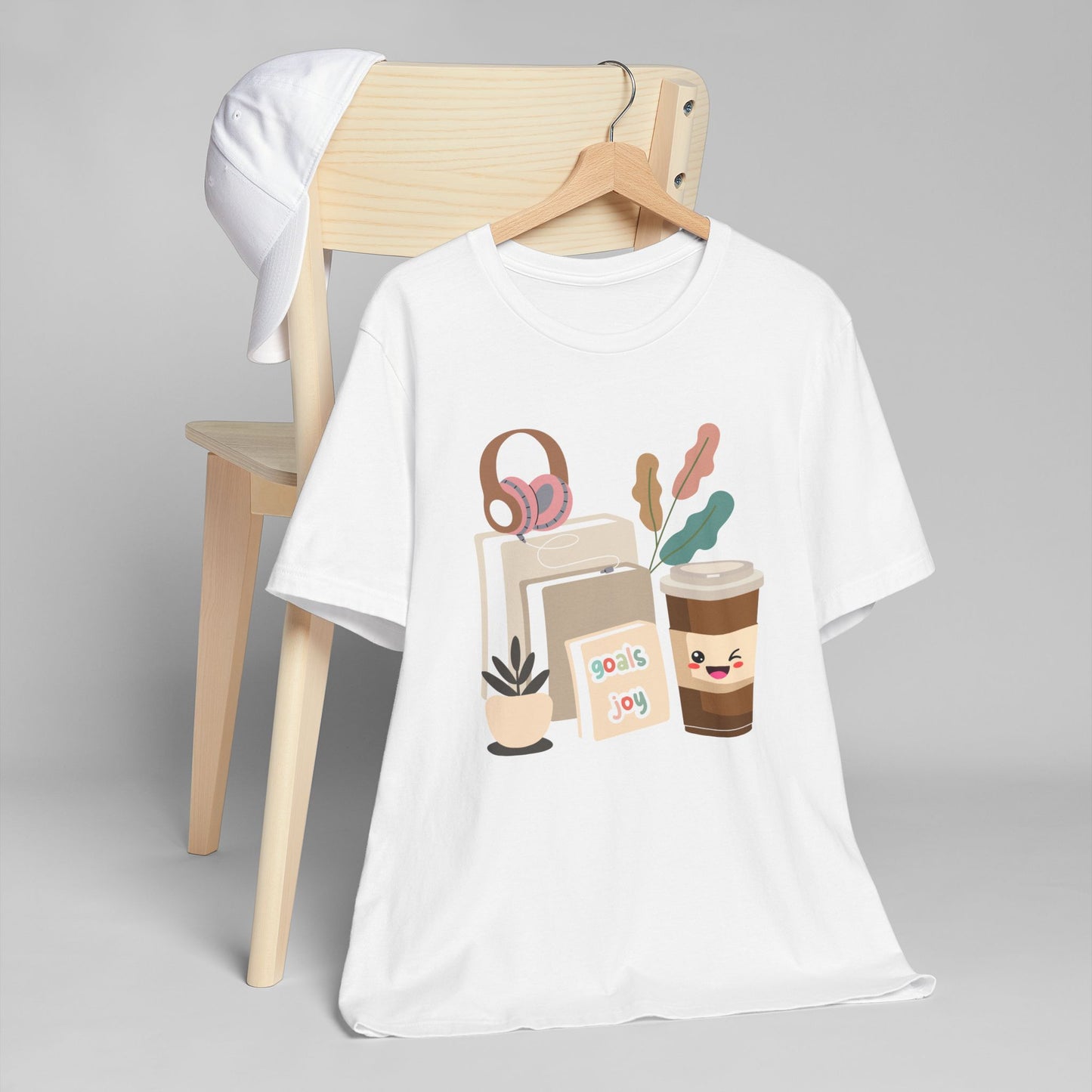 Goals & Joy Coffee T-Shirt – Cute Motivational Graphic Tee for Coffee Lovers (USA Only)