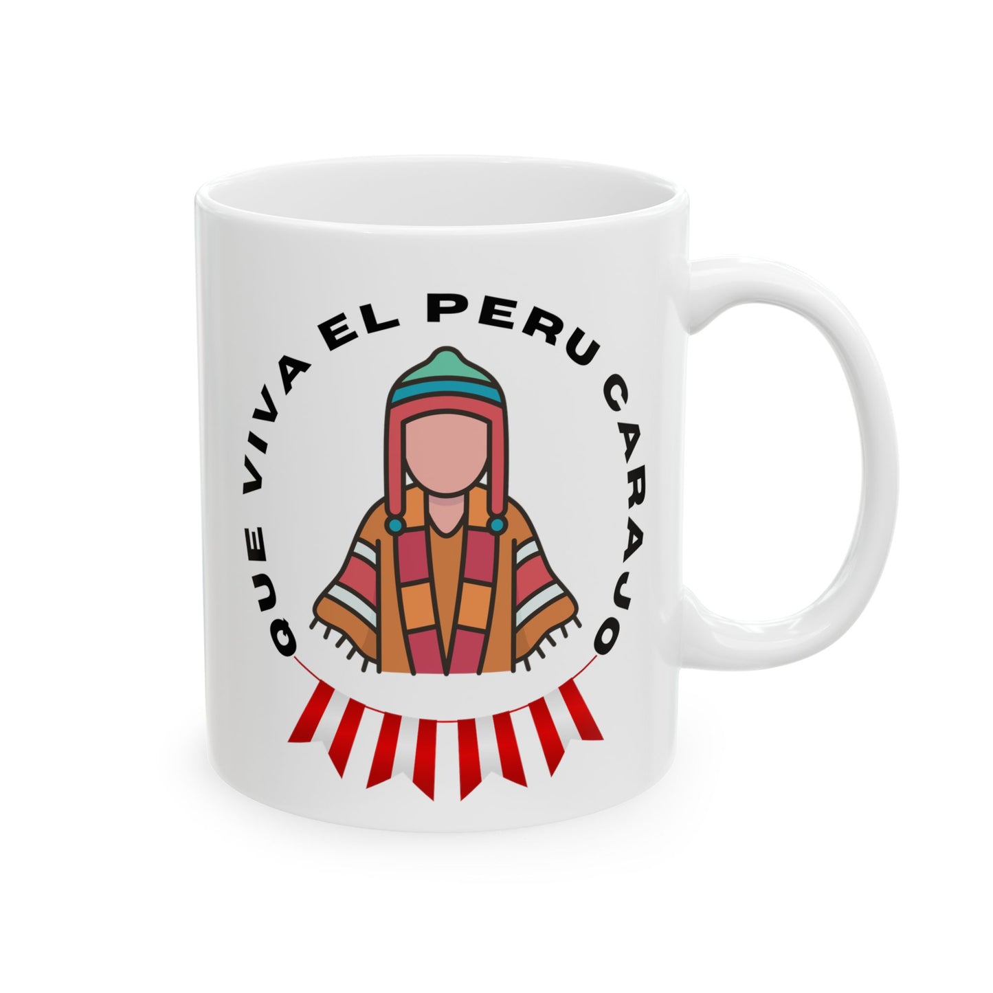 Best Peruvian Ceramic Coffee Mug, (11oz, 15oz) "Que Viva El PERU Carajo"