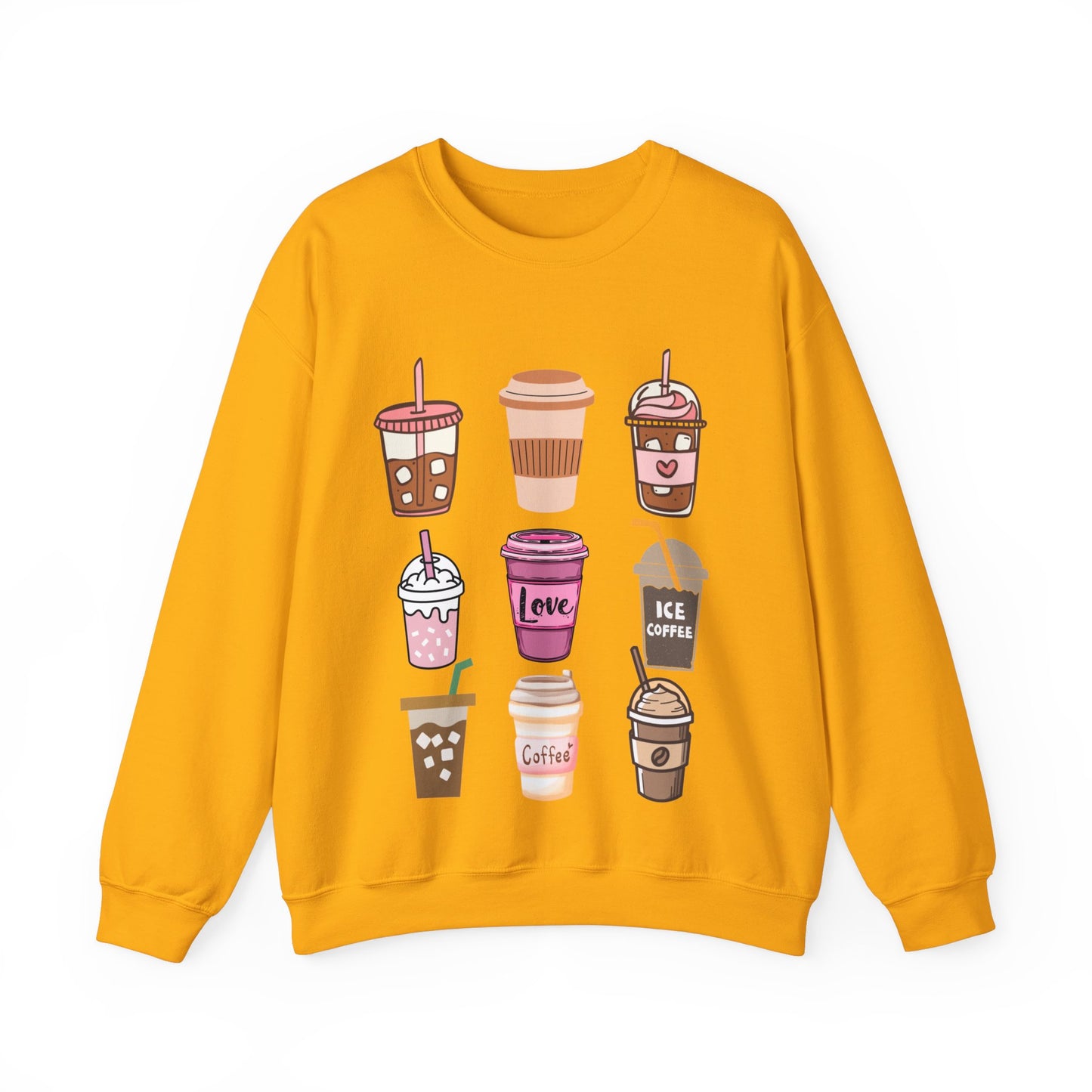 ☕ Iced Coffee Drinks Sweatshirt USA | Fun Unisex Sweater for Coffee Lovers