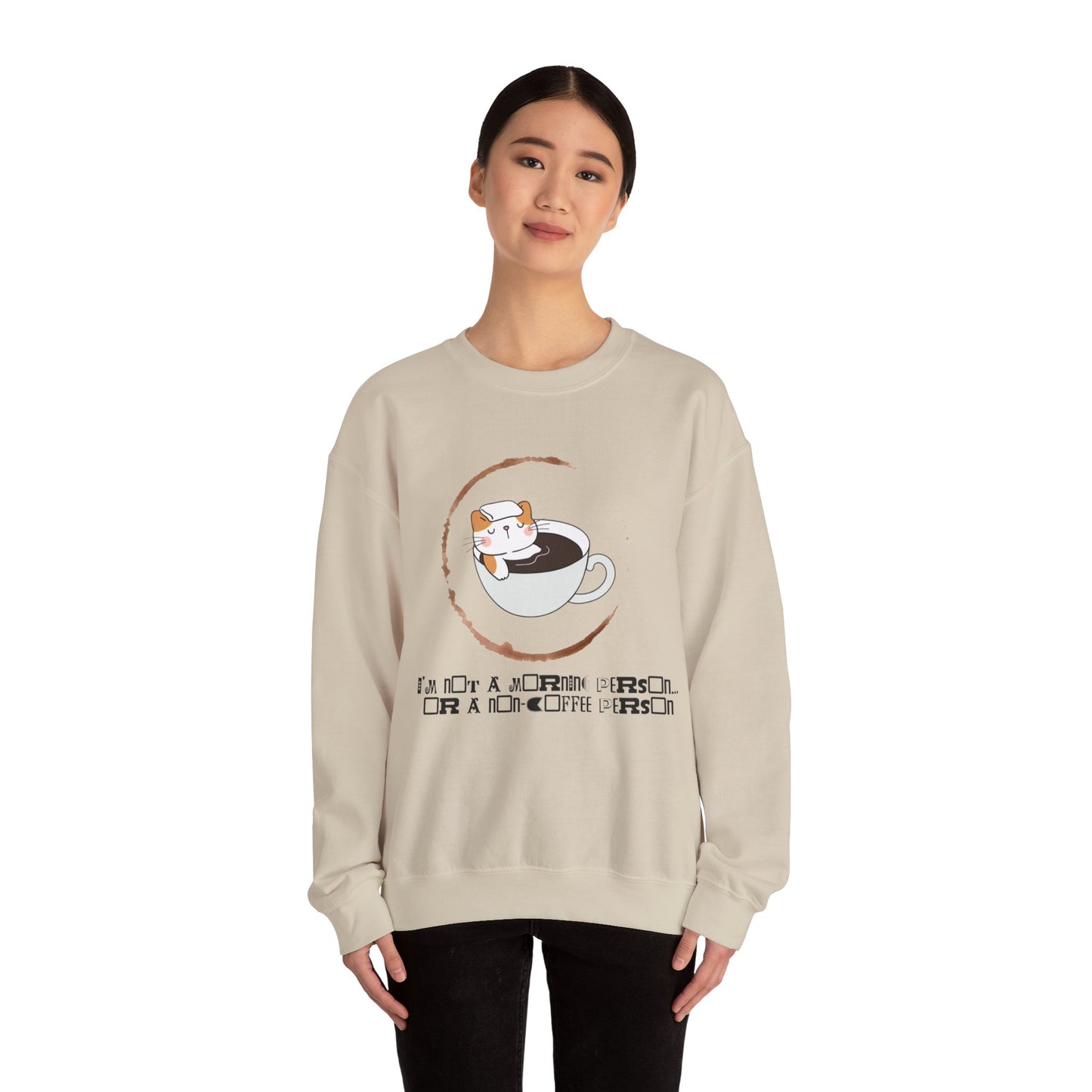 π±β Not a Morning Person Coffee Cat Sweatshirt USA | Funny Unisex Coffee Sweater
