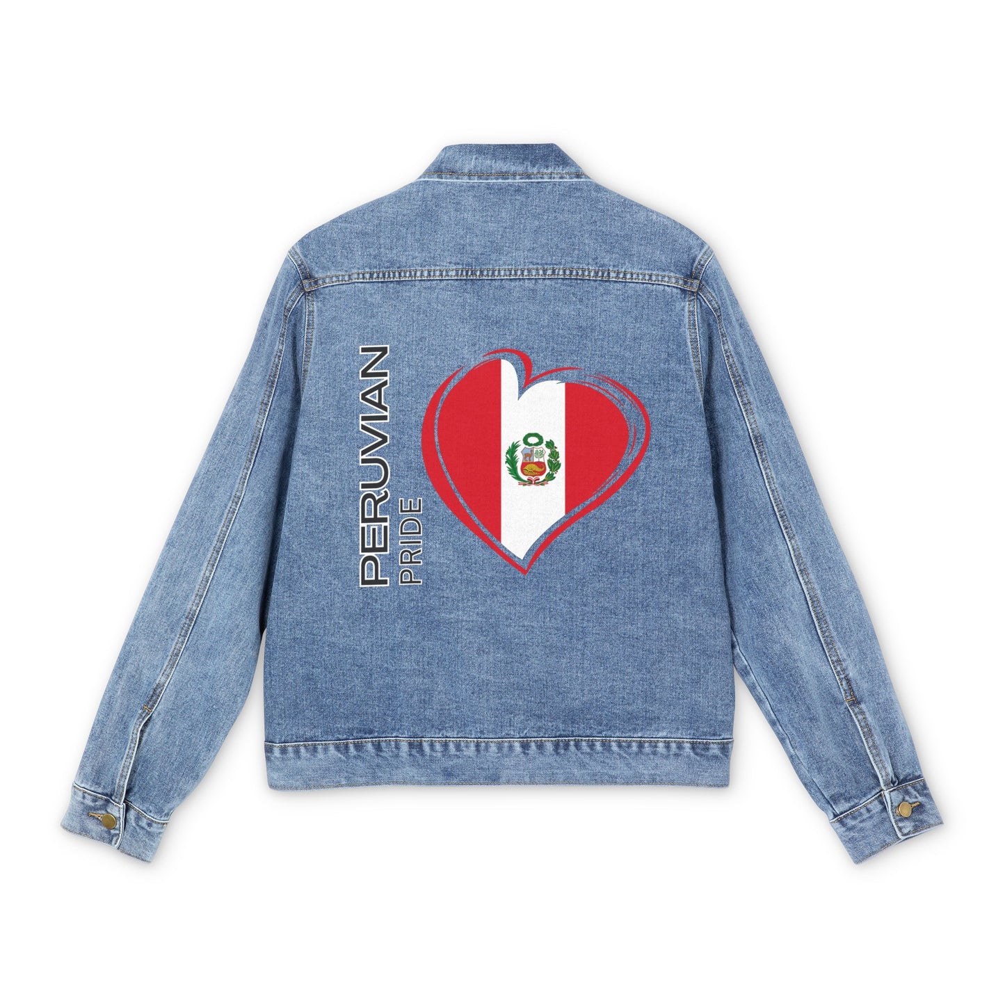 Peruvian Inspired Men's Denim Jacket "Peru Flag Pride"