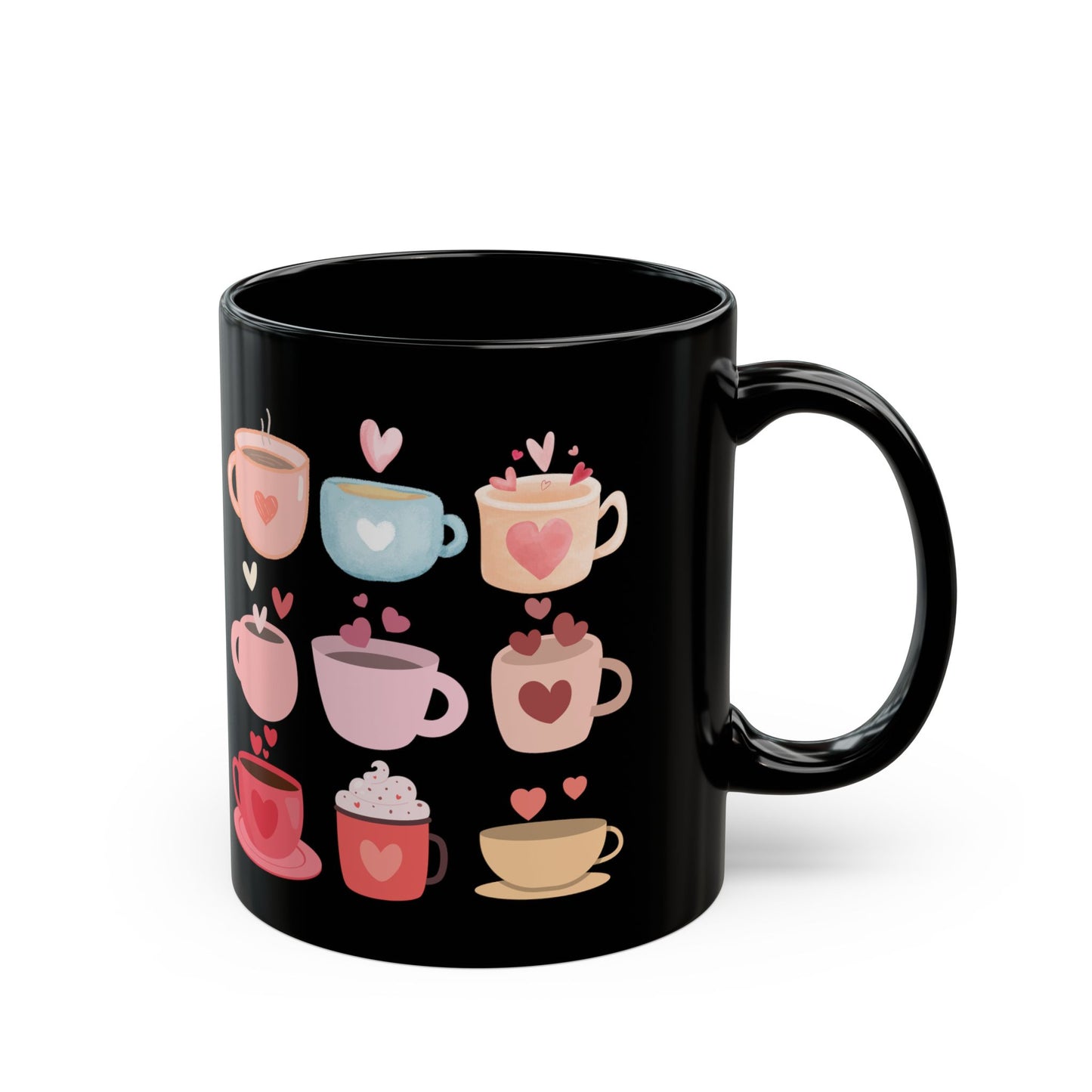 Best Coffee Black Mug (11oz, 15oz) "Coffee Mugs Hearts"