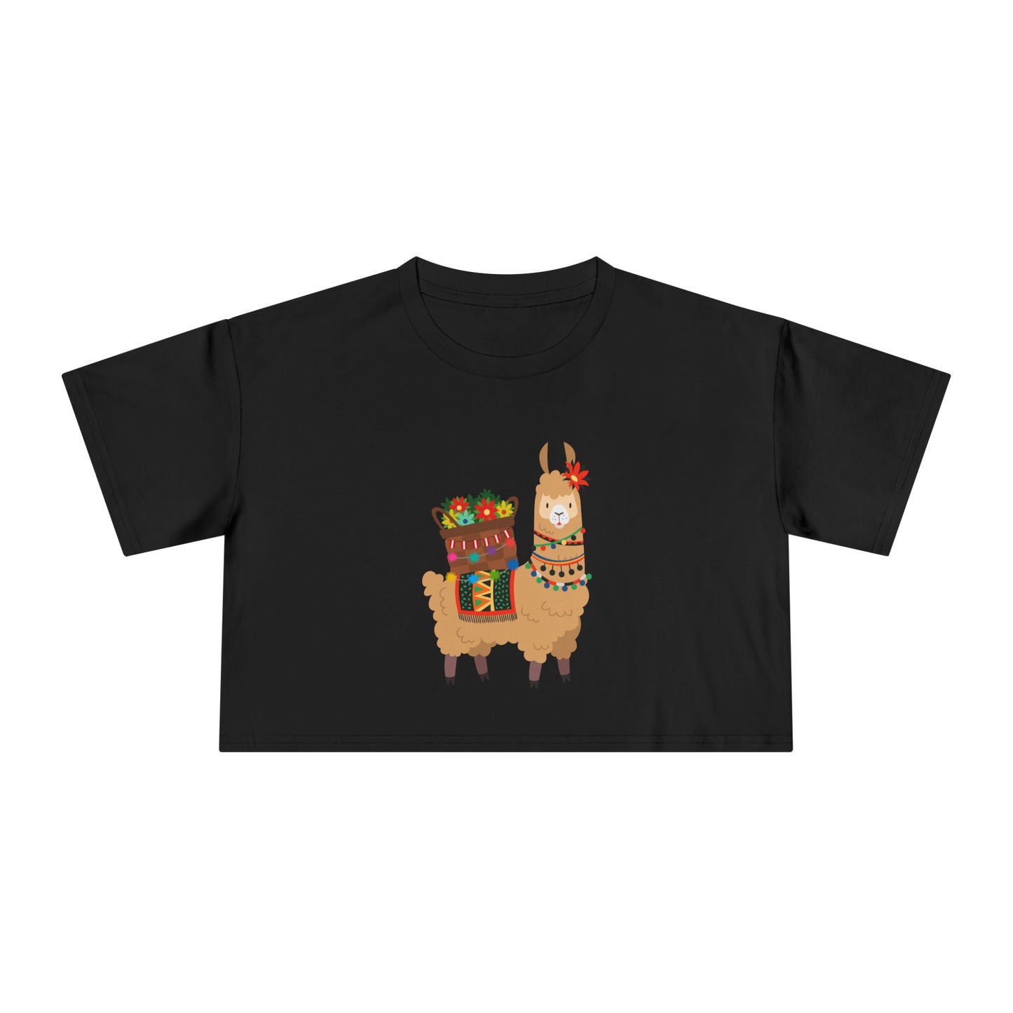 Fiesta Llama Crop Tee Women's Crop Tee | Holiday T-Shirt, Cute Gift, Summer Top, Casual Wear, Unique Design