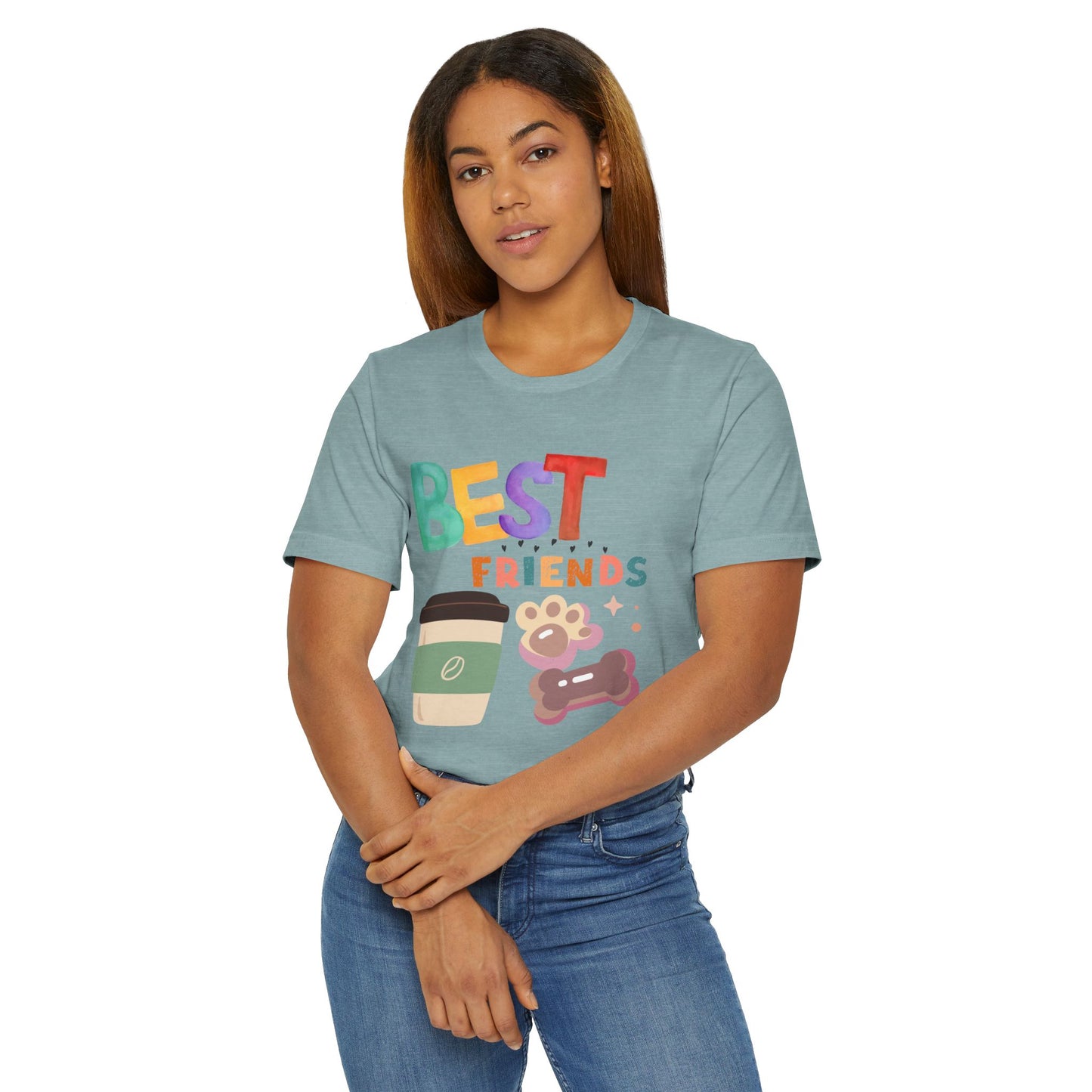 Best Friends Coffee & Dogs T-Shirt – Cute Pet Lover Graphic Tee for Coffee Fans (USA Only)