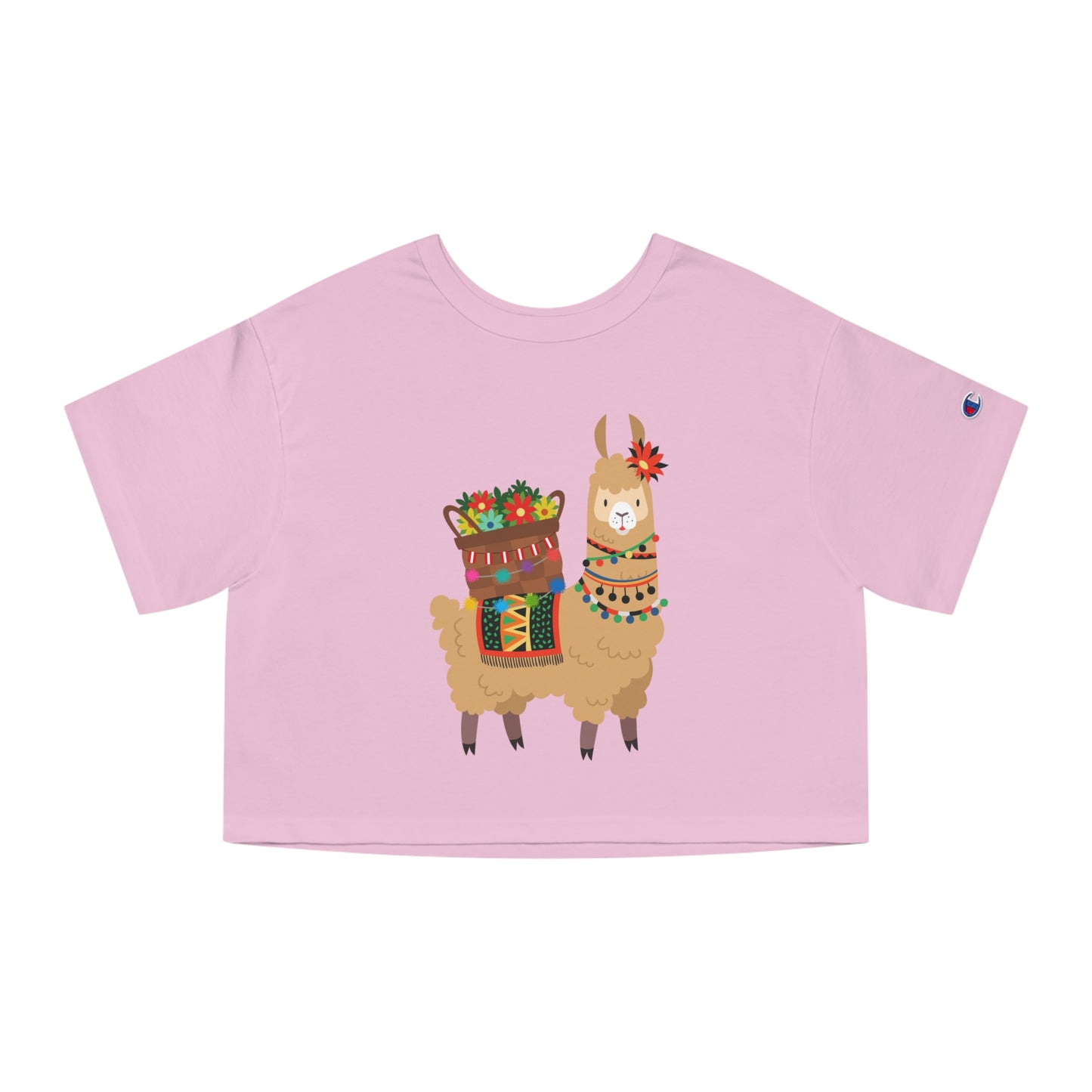 Cropped Customized Champion Tee "No Drama, Just Llama