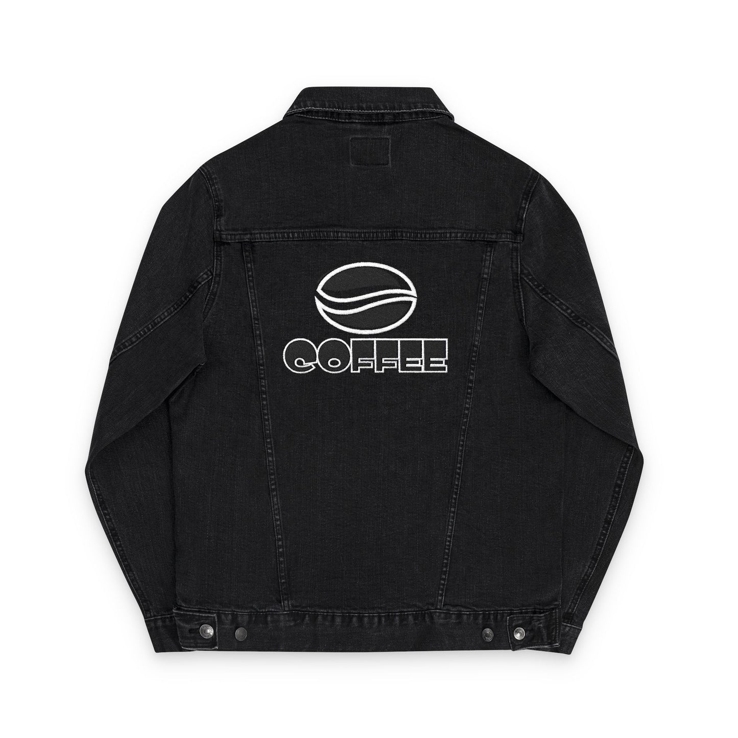 Bold Coffee Logo Denim Jacket – Unisex Embroidered Style (USA Only)