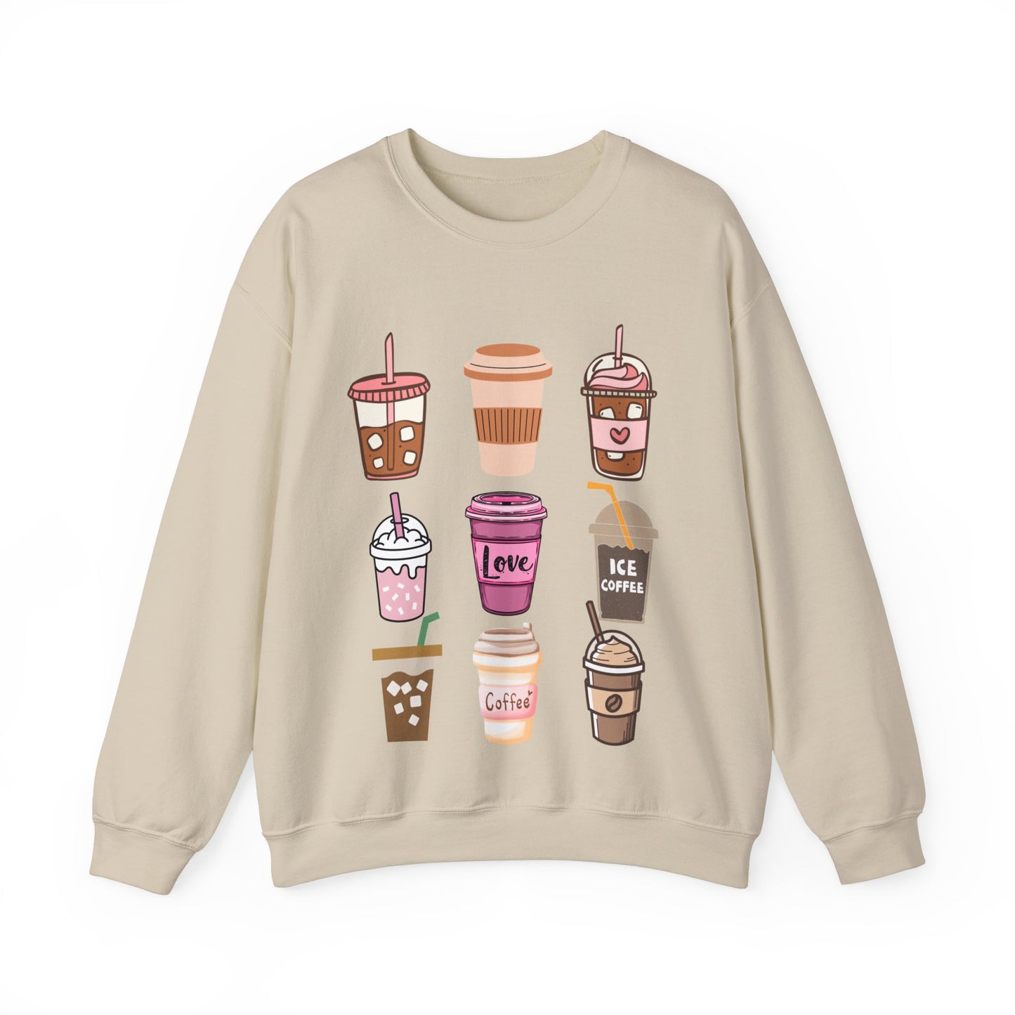 ☕ Iced Coffee Drinks Sweatshirt USA | Fun Unisex Sweater for Coffee Lovers