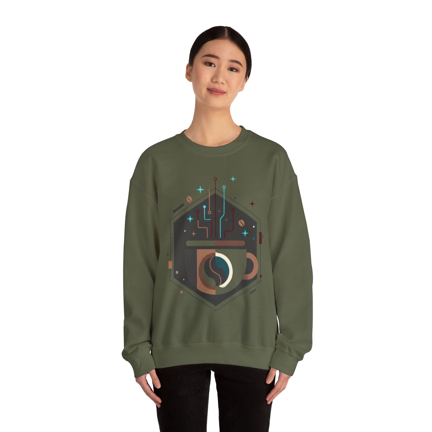 ⚡☕ Tech Coffee Circuit Sweatshirt USA | Eco-Friendly Unisex Coffee Sweater