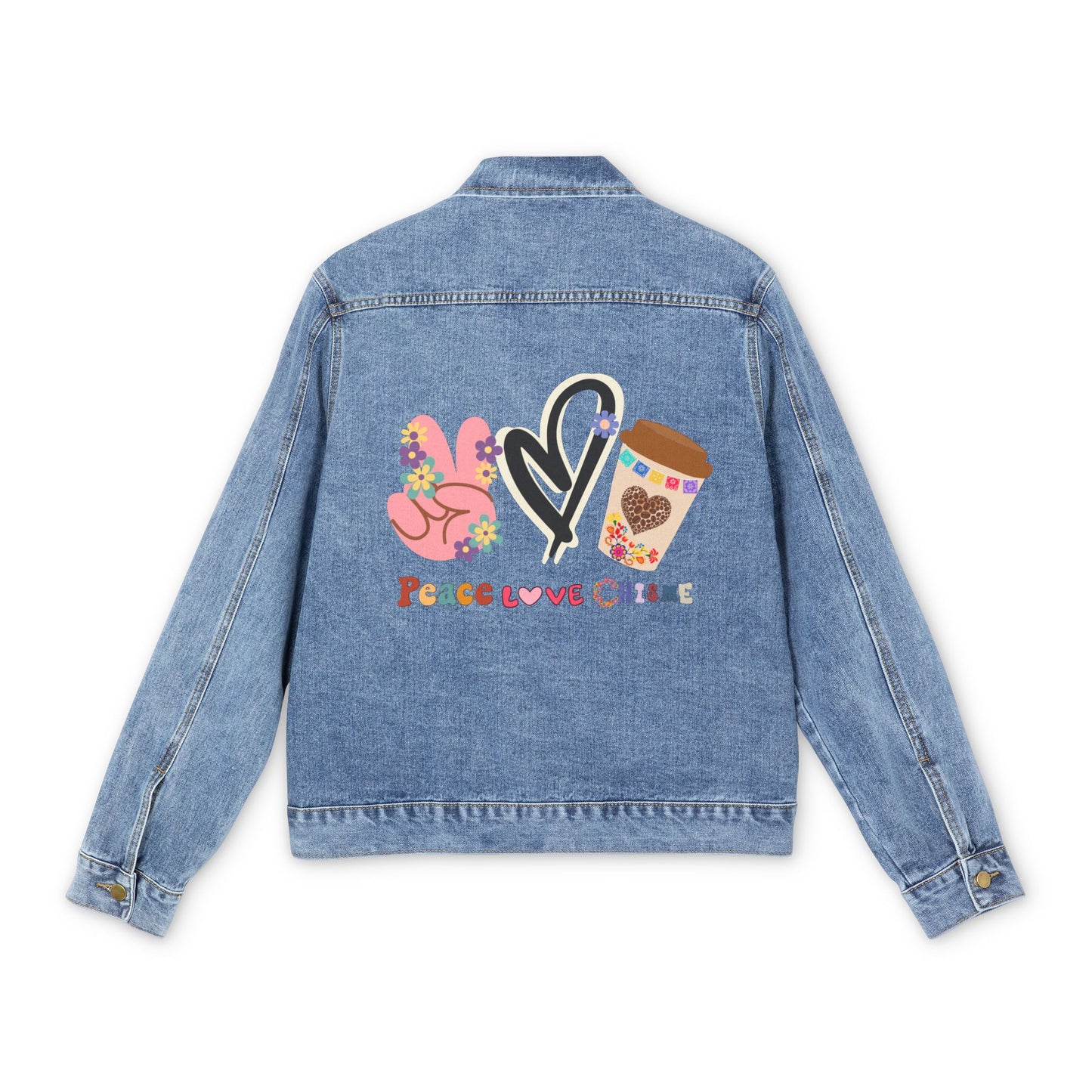 Best Men's Denim coffee Jacket That Speaks to Your Soul: Peace, Love & Brew