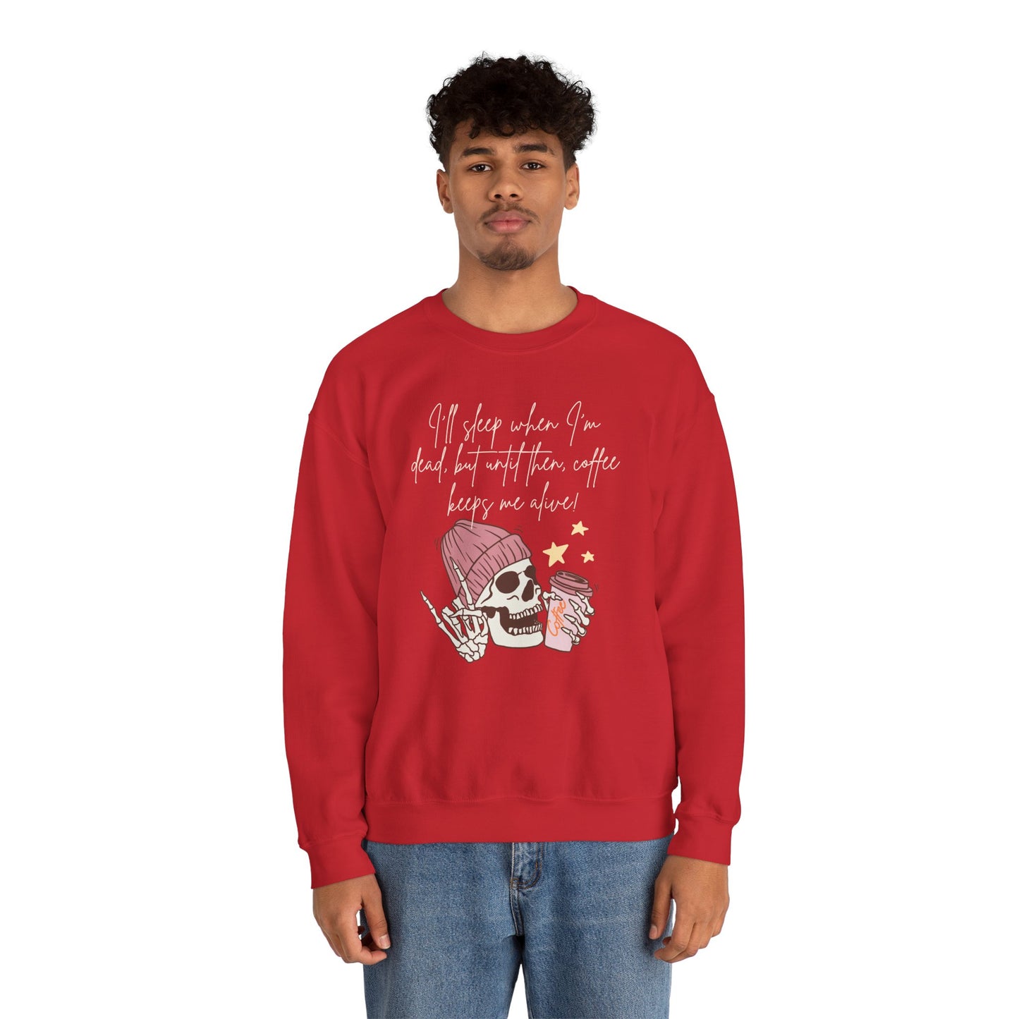 πβ Skull Coffee Quote Sweatshirt USA | Unisex Coffee Lover Sweater