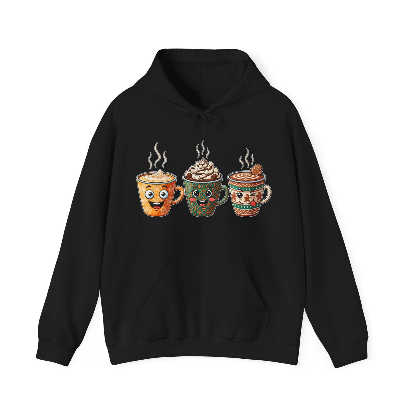 Festive Coffee Cups Hoodie USA πβ β Unisex Holiday Coffee Hoodie with Fun Designs
