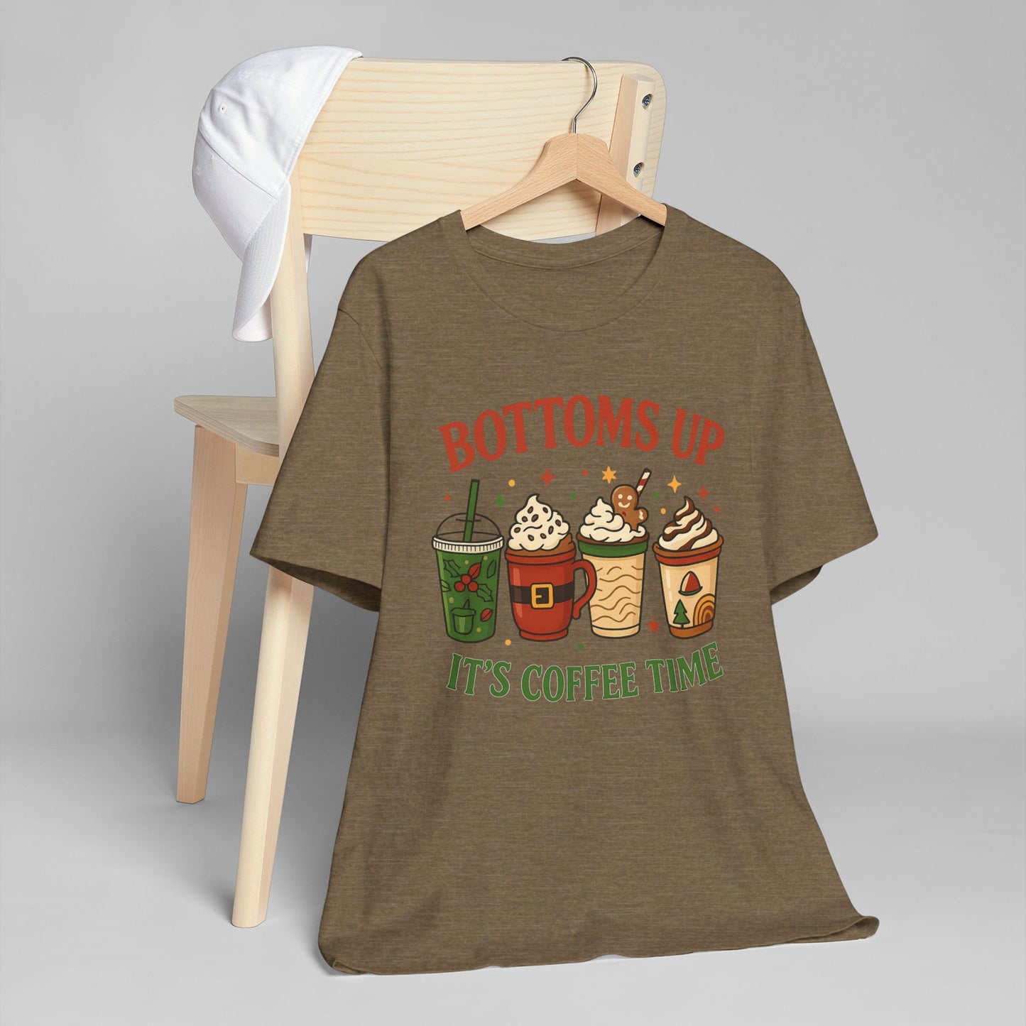 ☕ Bottoms Up It’s Coffee Time Unisex T-Shirt USA | Coffee Lovers Tee