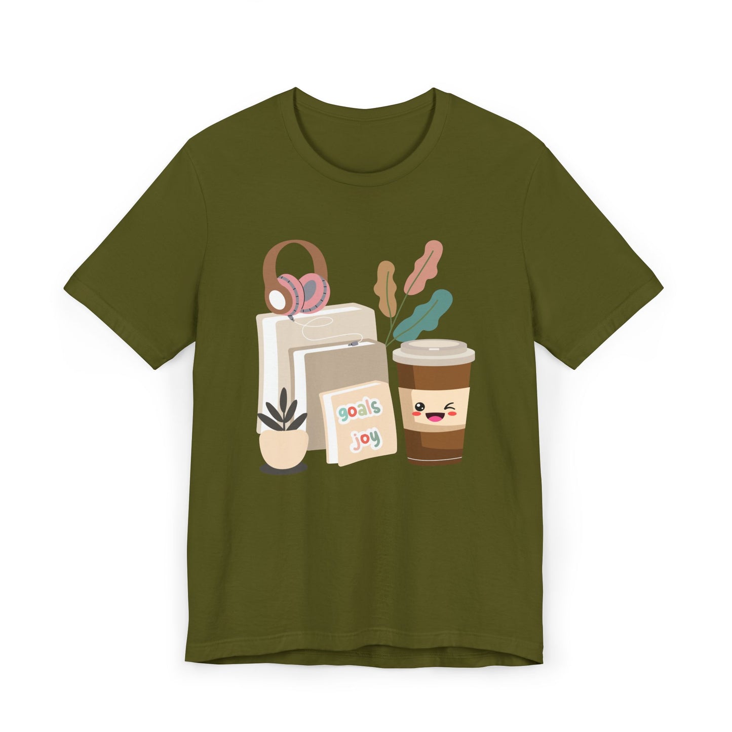 Goals & Joy Coffee T-Shirt – Cute Motivational Graphic Tee for Coffee Lovers (USA Only)