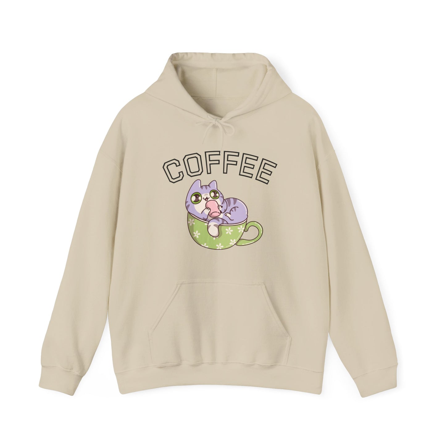 Coffee Cat in a Cup Hoodie – Cute Kitty Coffee Graphic Sweatshirt for Coffee Lovers (USA Only)